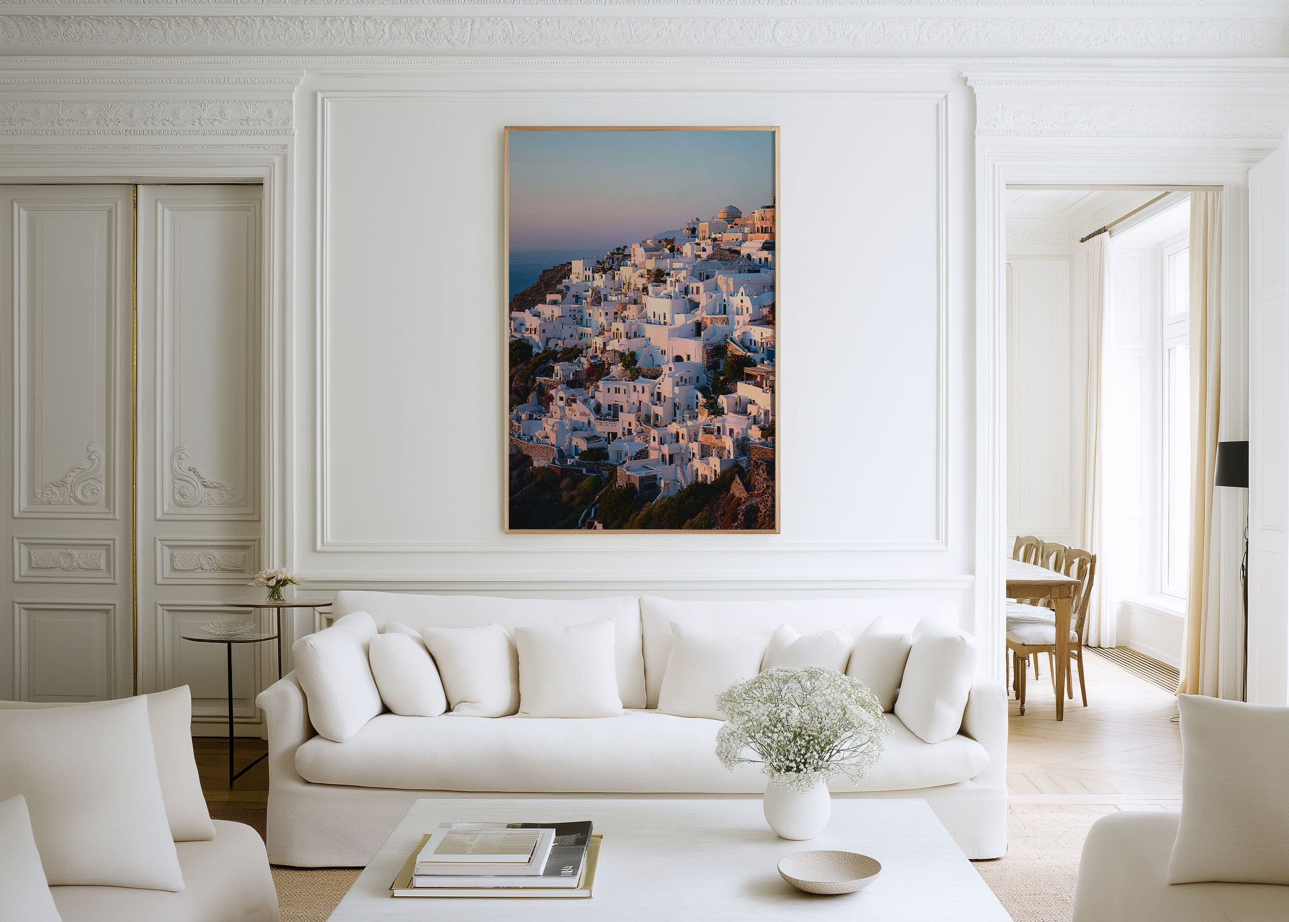 Santorini Oia Coastal Wall Art Print | Greece Sunset Photography