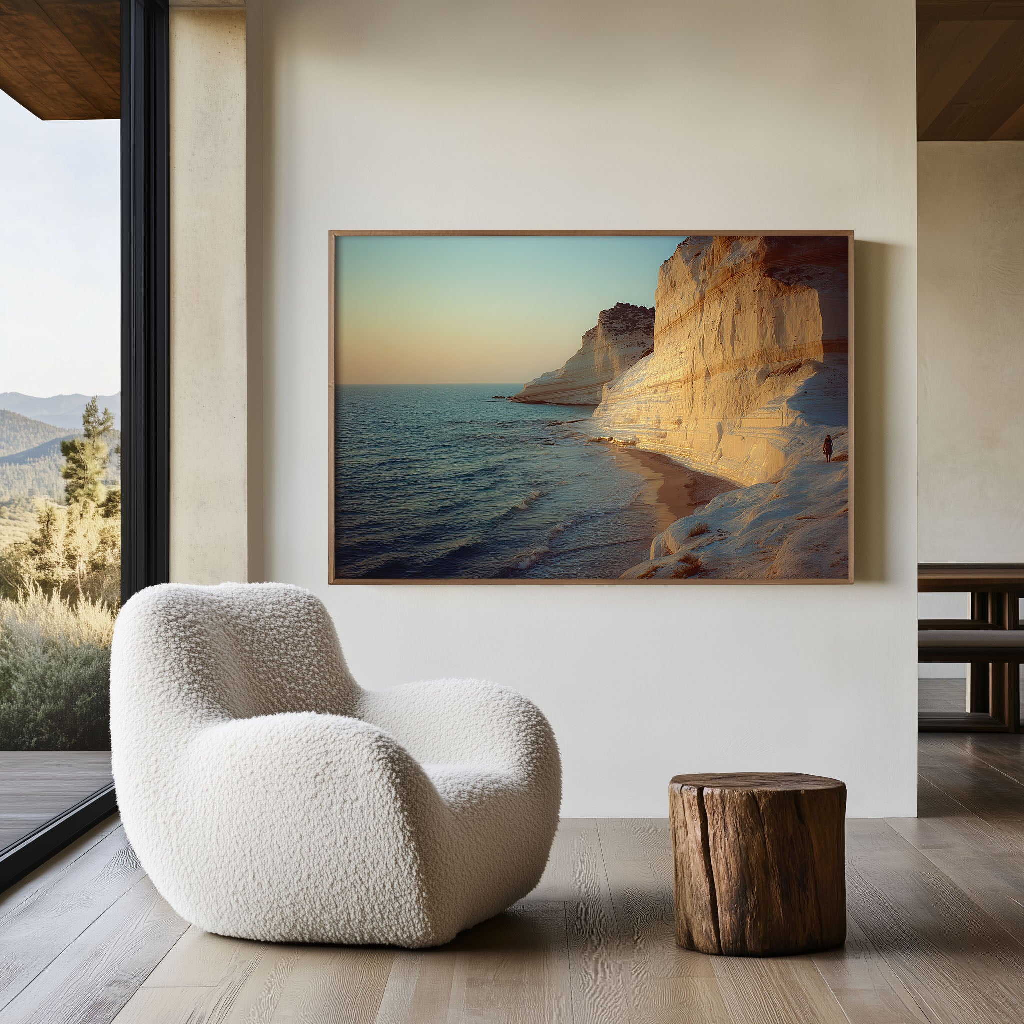 Scala dei Turchi Sicily Italy Wall Art Print, White Limestone Cliffs Mediterranean Coastal Landscape