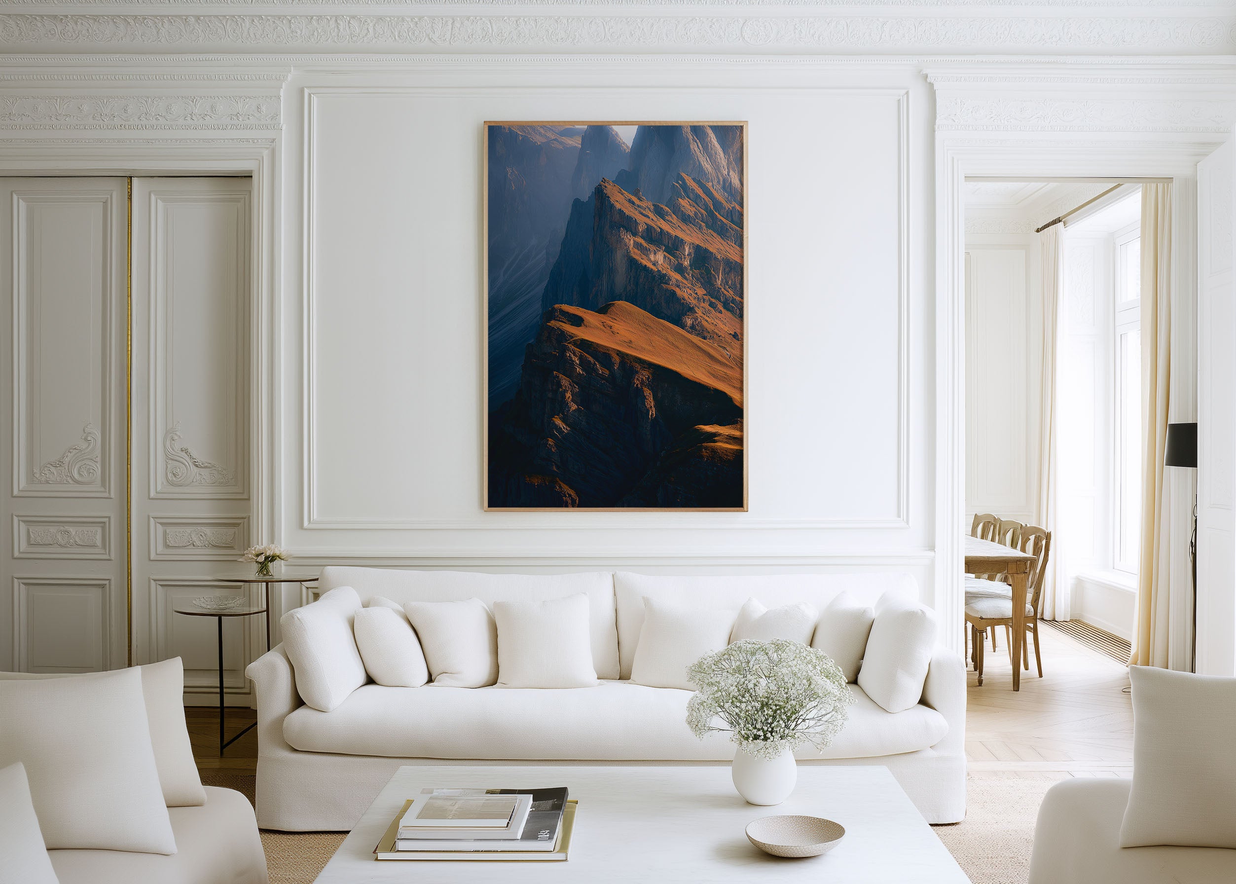 Seceda Dolomites Sunrise Ridge Wall Art | Italian Alps Golden Hour Mountain Landscape Print | Dramatic Europe Travel Photography