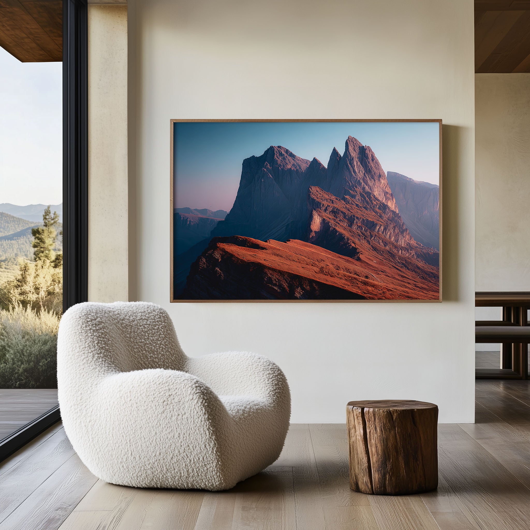 Seceda Dolomites Wall Art – Italian Alps Mountain Sunrise Print, Dramatic Alpine Landscape Decor