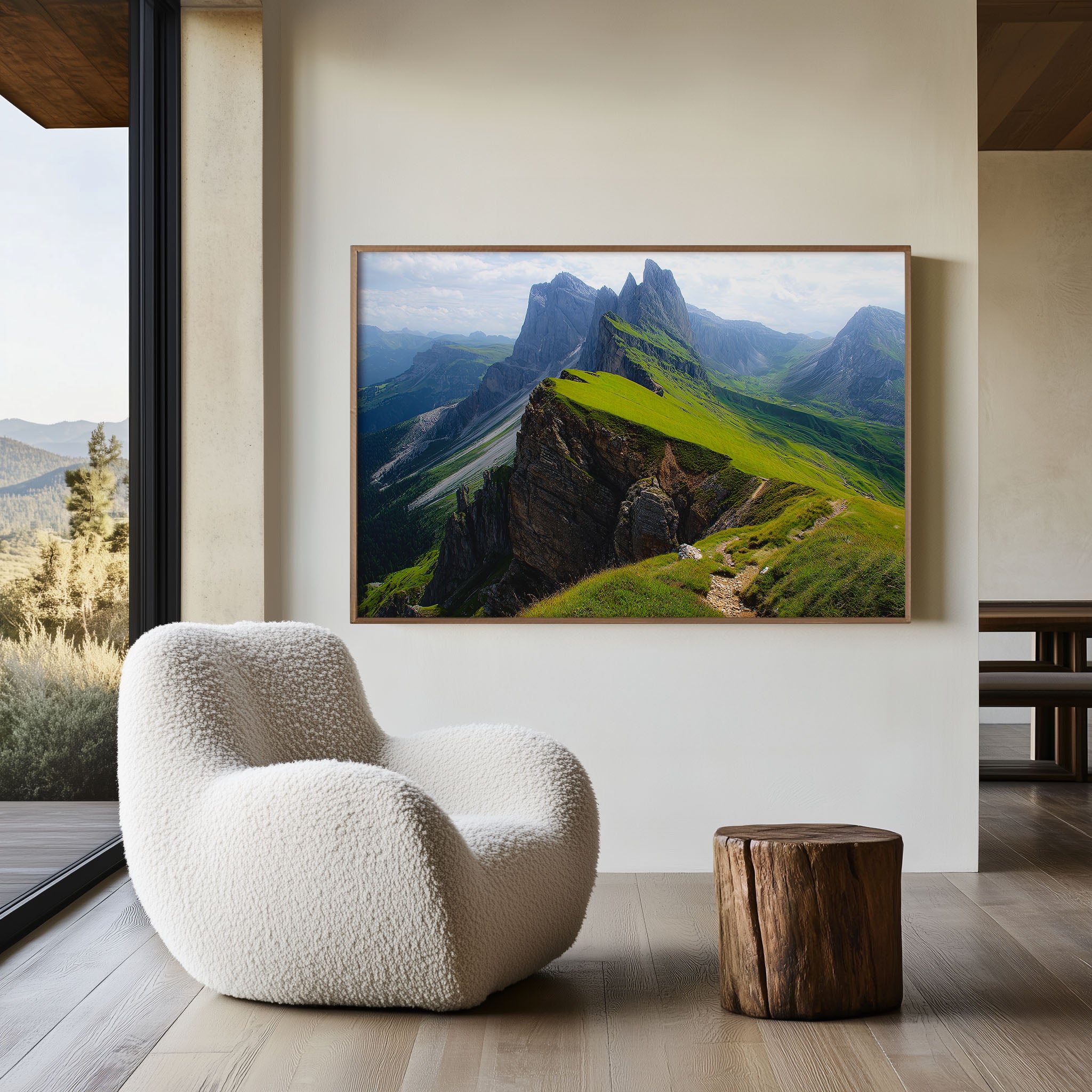 Seceda Ridge Dolomites Wall Art – Dramatic Alpine Green Ridge Landscape Print
