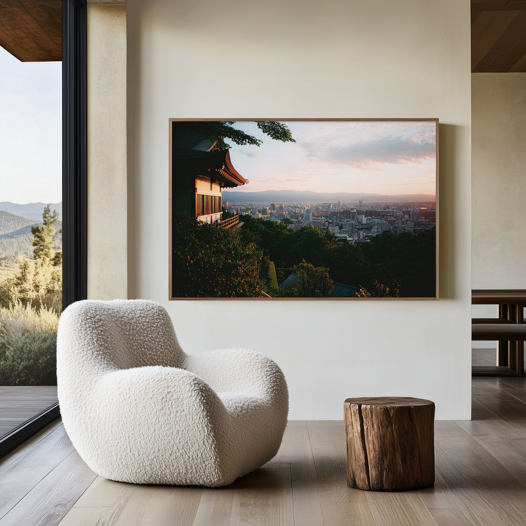 Sendai Aoba Castle View Wall Art Print, Japan City Sunset
