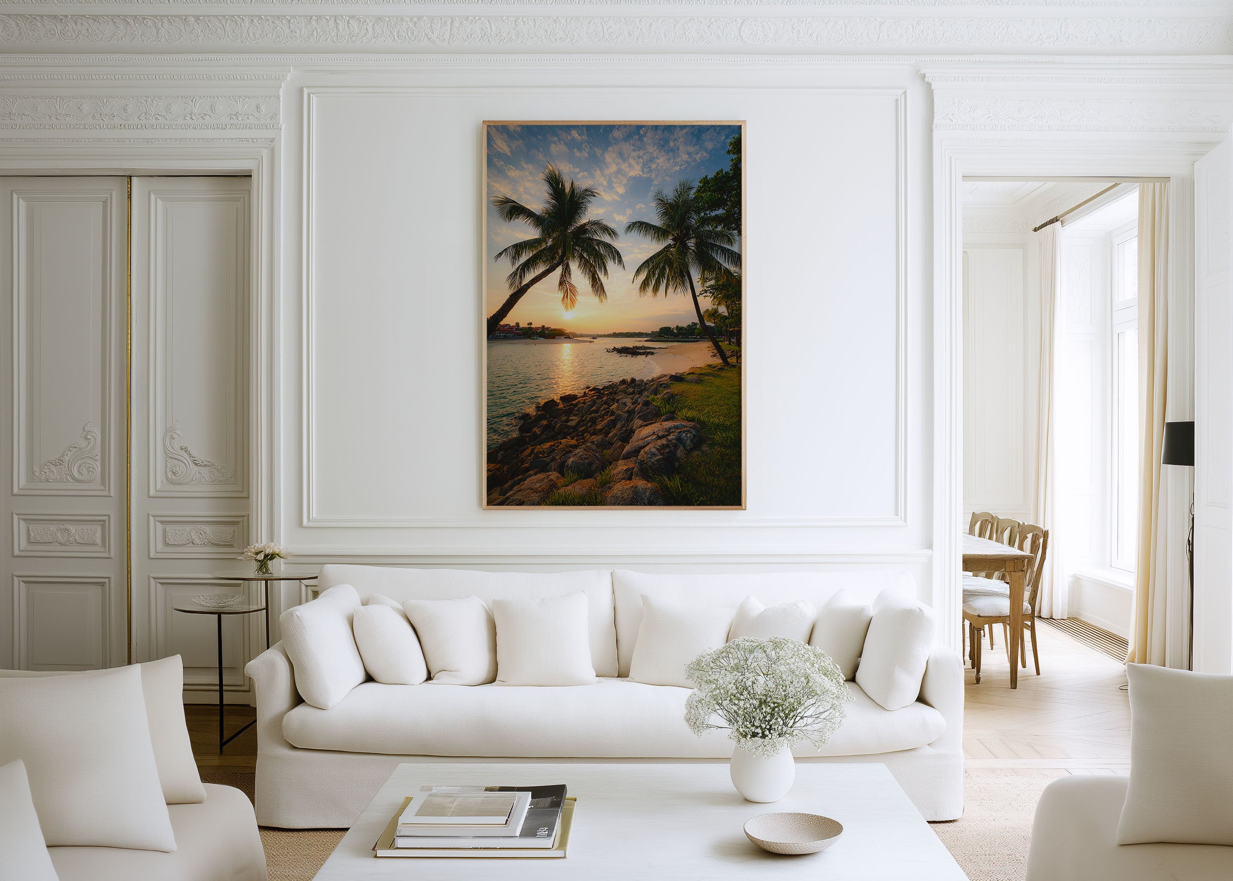 Sentosa Beach Sunset Wall Art – Tropical Coastal Palm Print