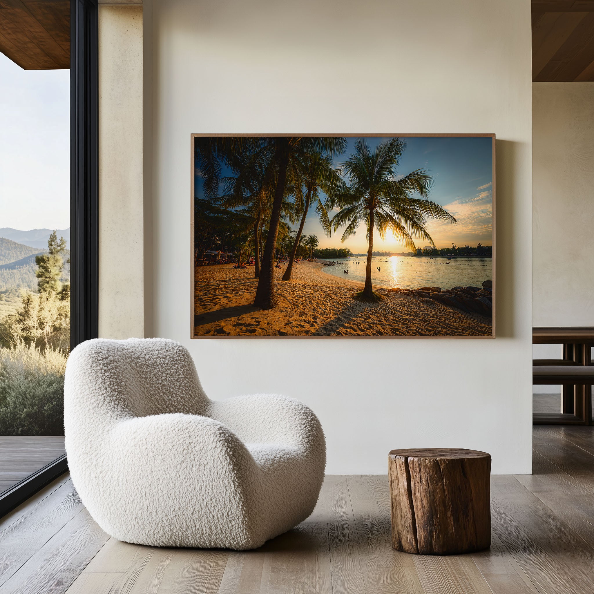 Sentosa Beach Sunset Print – Tropical Palm Wall Art