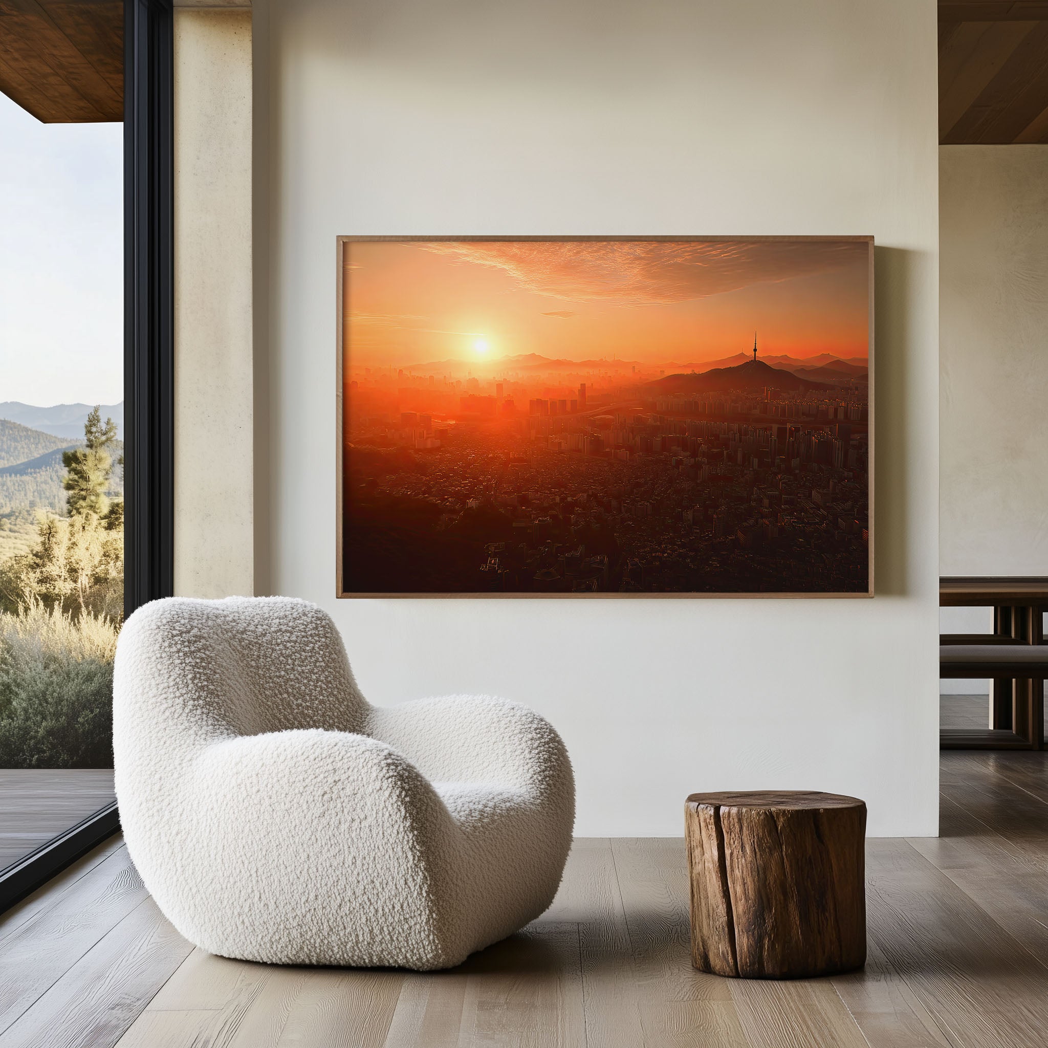 Seoul Skyline Sunrise Print – Namsan Tower Wall Art