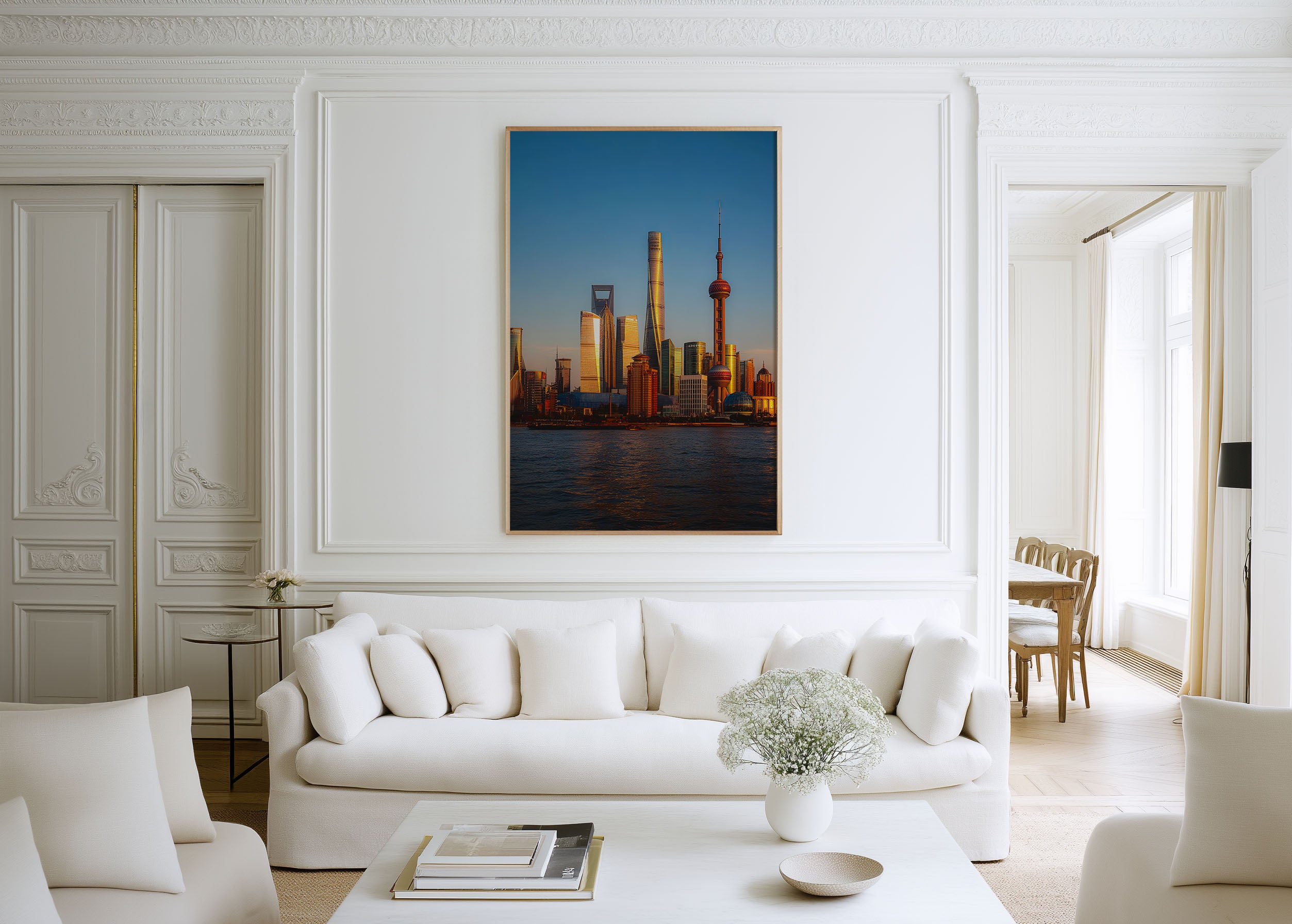 Shanghai Pudong Skyline at Sunset | Huangpu River China Wall Art Print