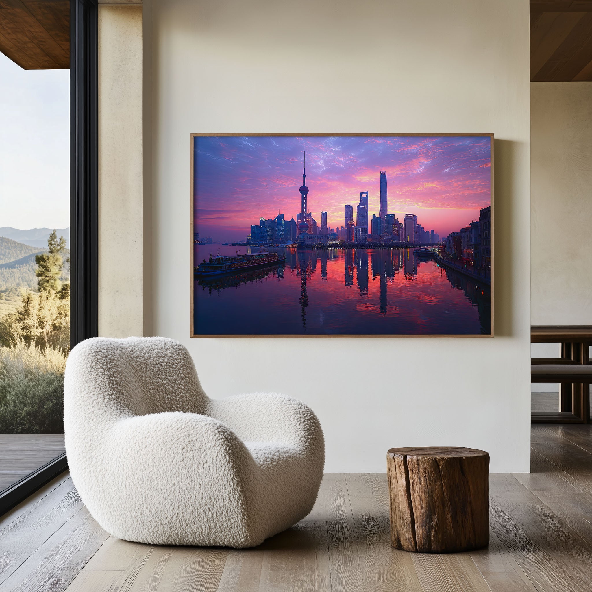 Shanghai Lujiazui Sunset Print – Pudong Skyline Wall Art
