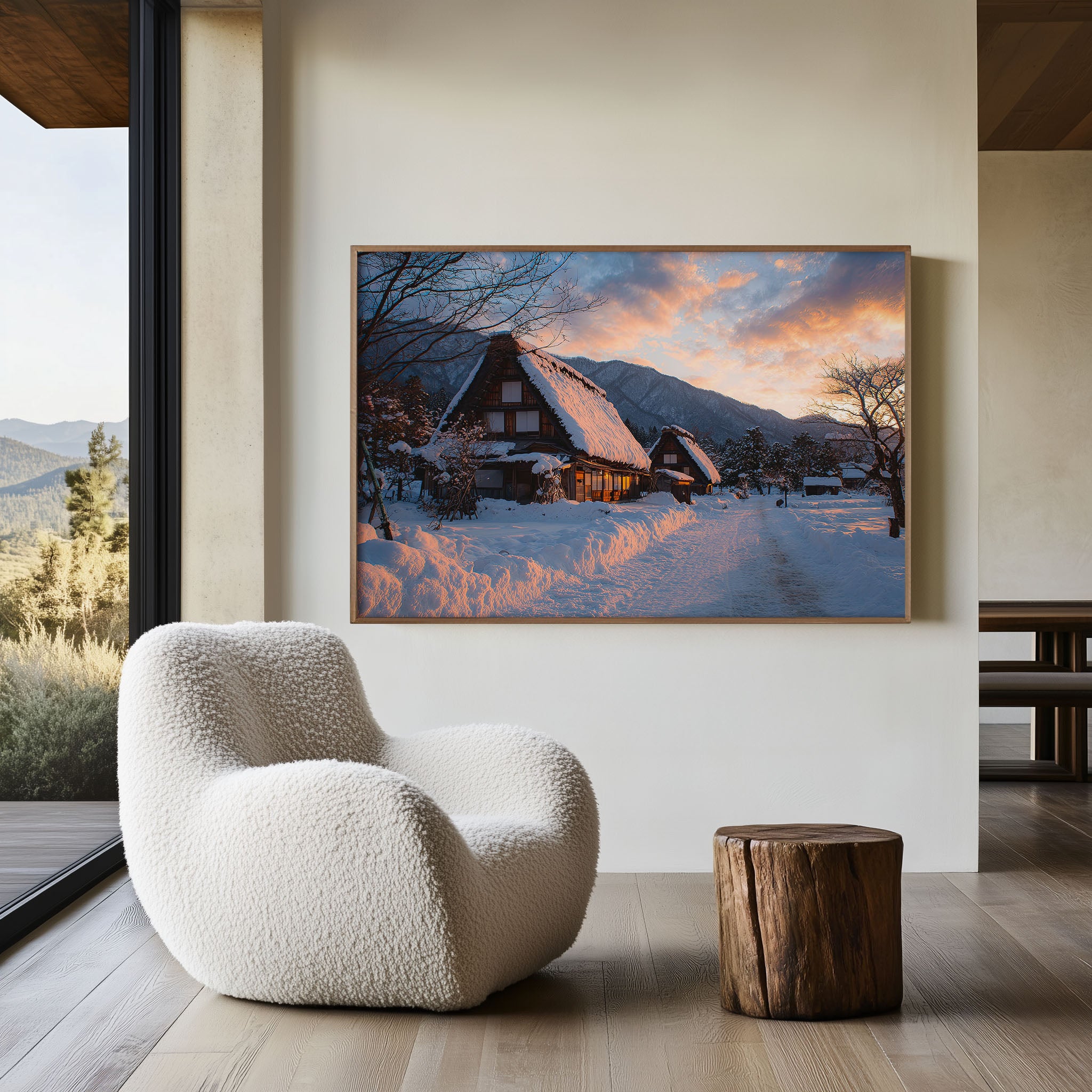 Shirakawa-go Snow Village Print – Japanese Winter Wall Art