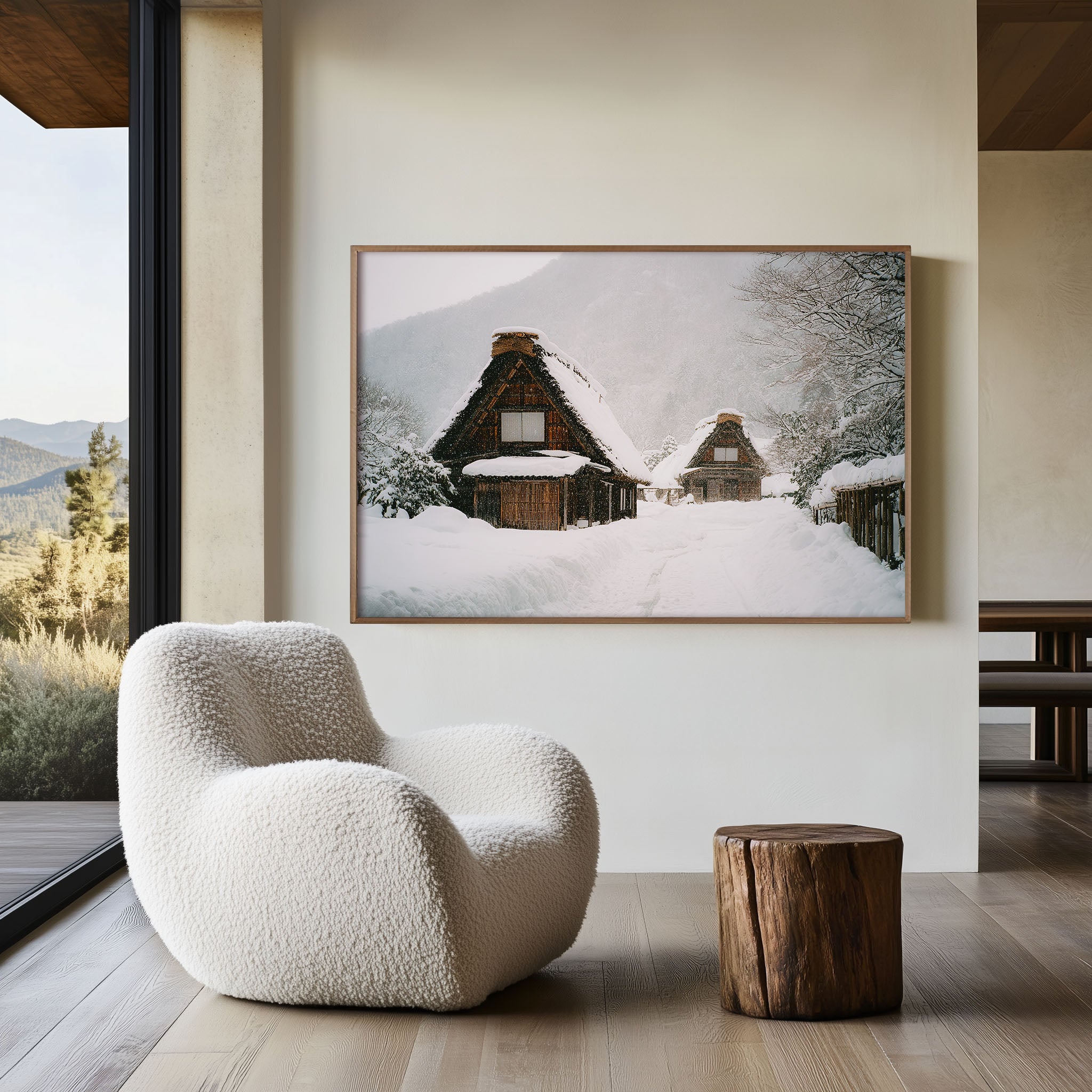 Shirakawa-go Winter Village Wall Art Print, Japan Snow Houses