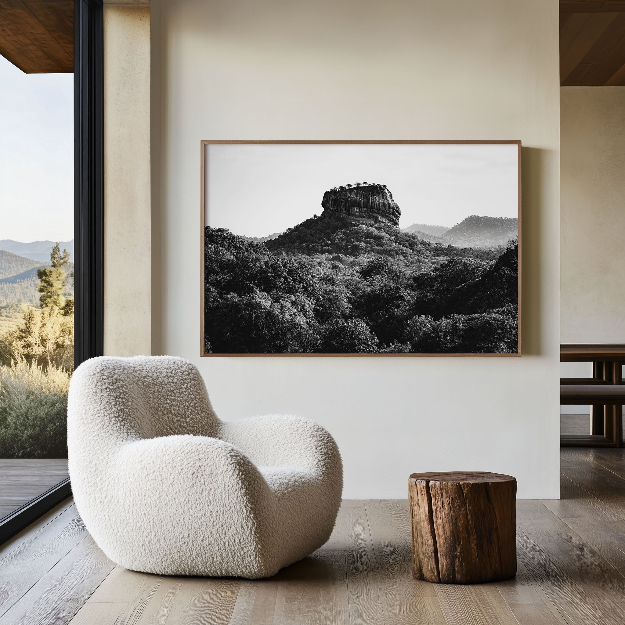 Sigiriya Lion Rock Black & White Wall Art
