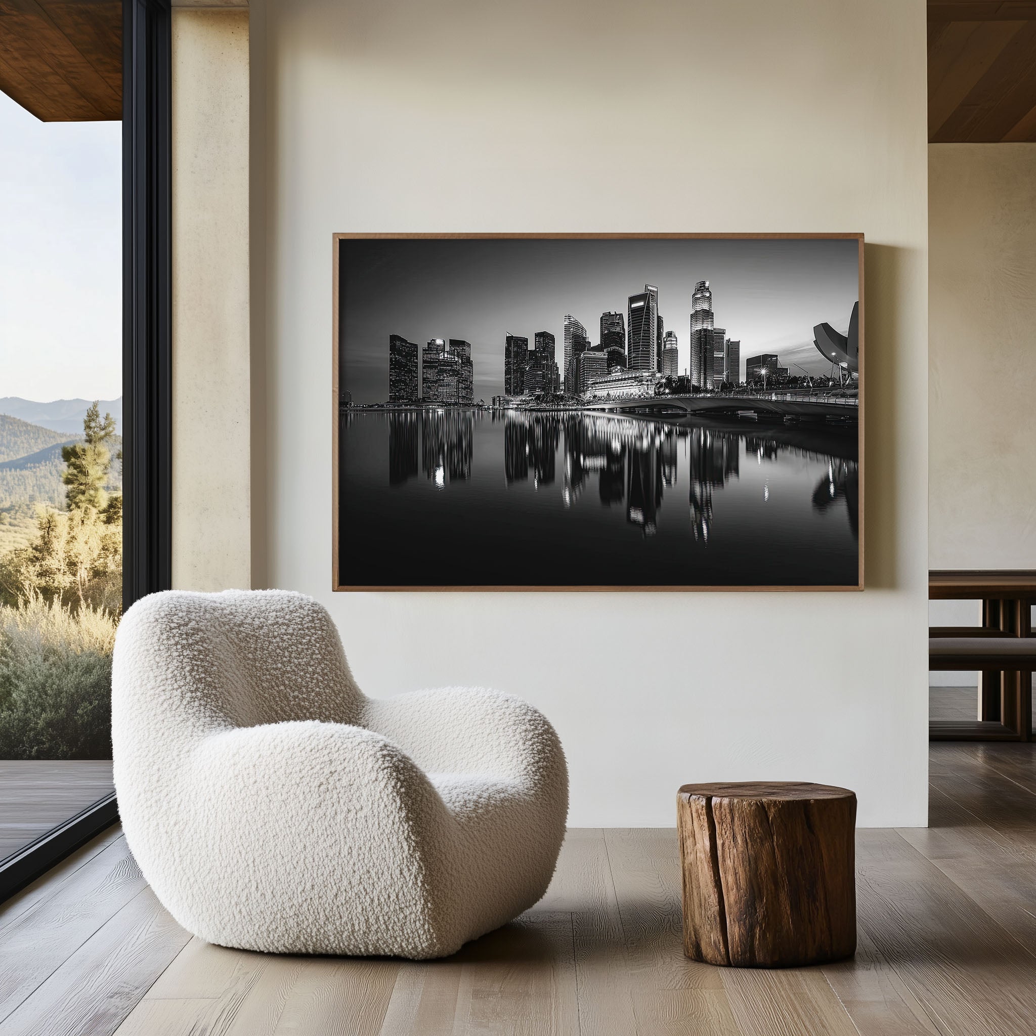 Singapore Marina Bay Black & White Wall Art Print