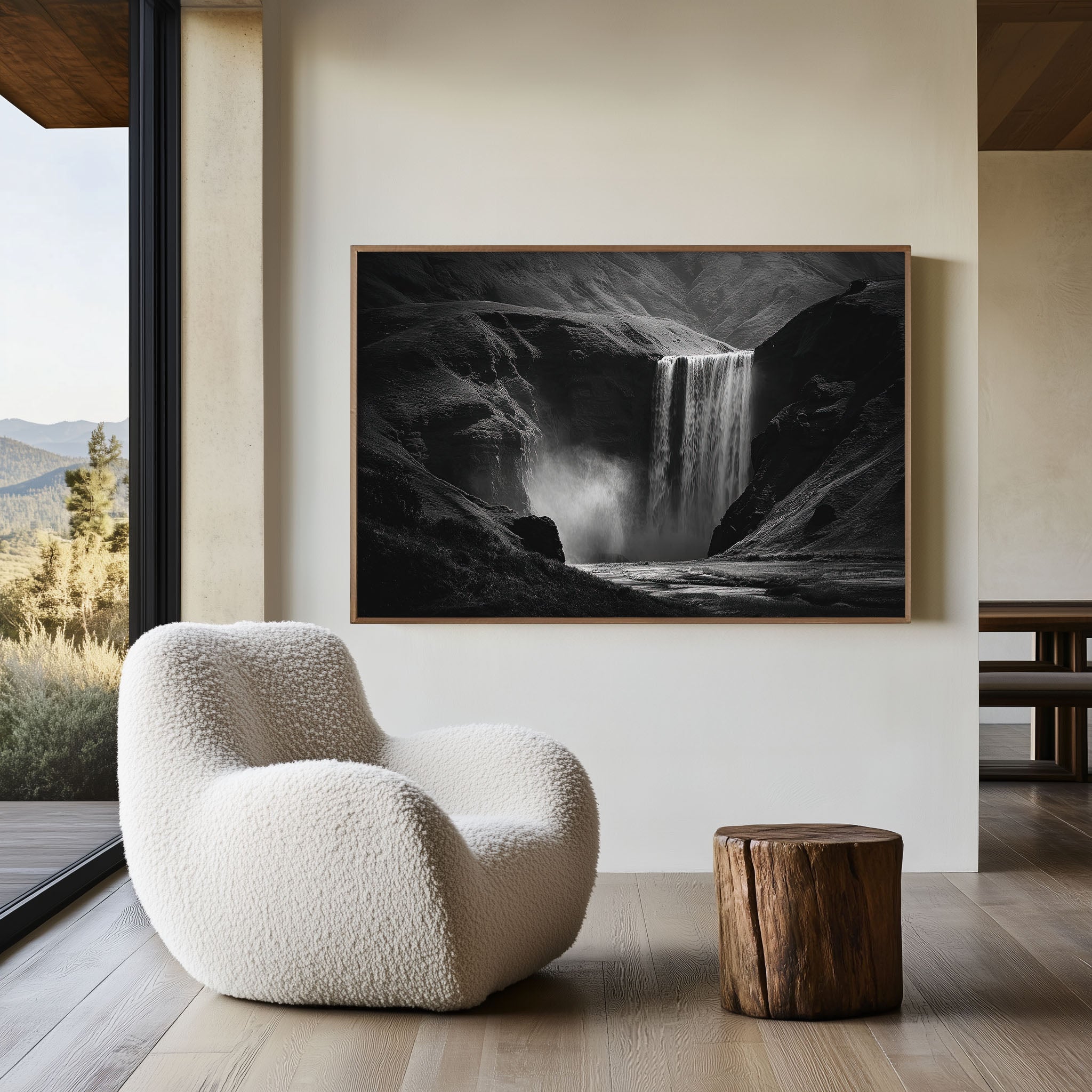 Skogafoss Waterfall Black & White Wall Art