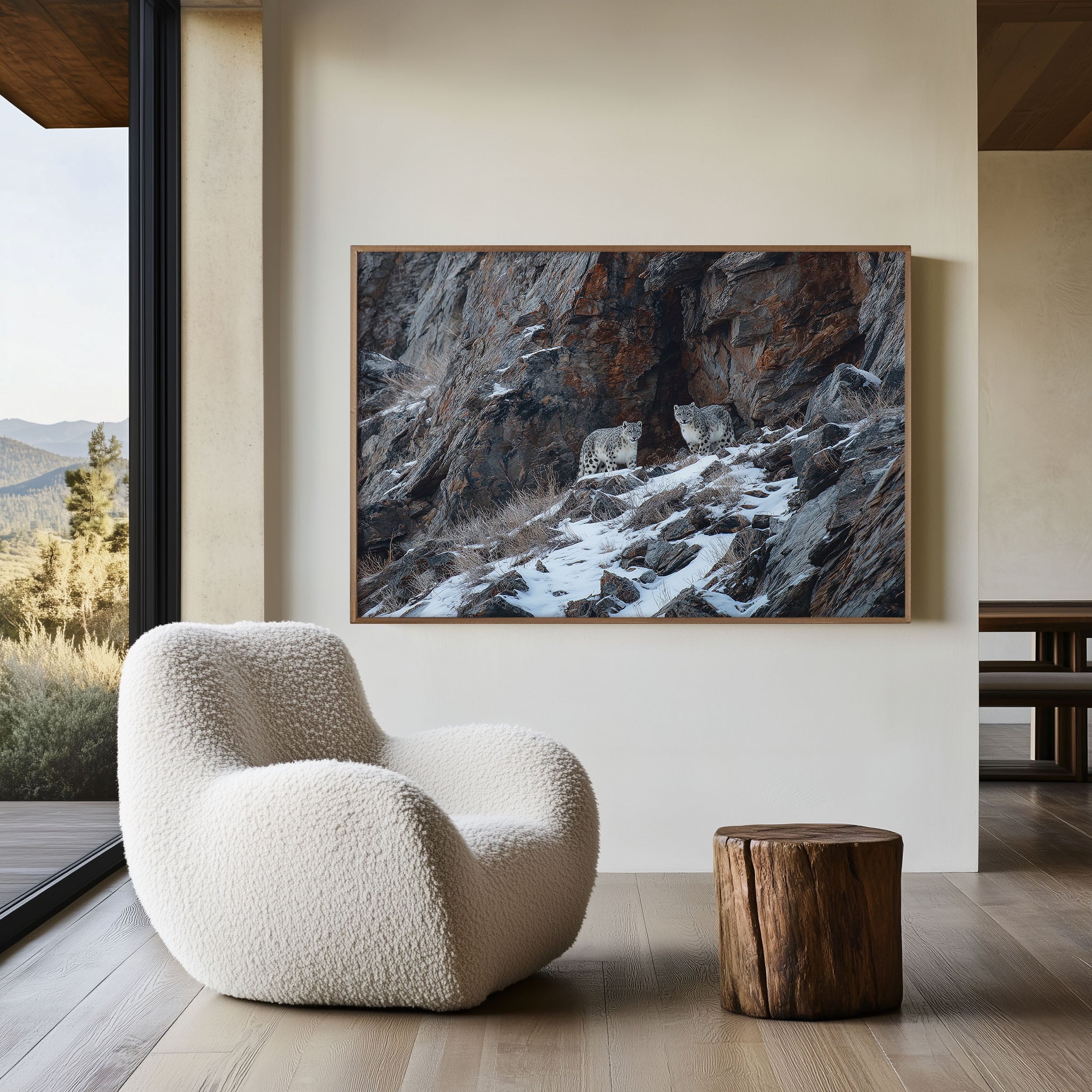 Snow Leopard Wall Art Print – Himalayan Mountain Wildlife Canvas