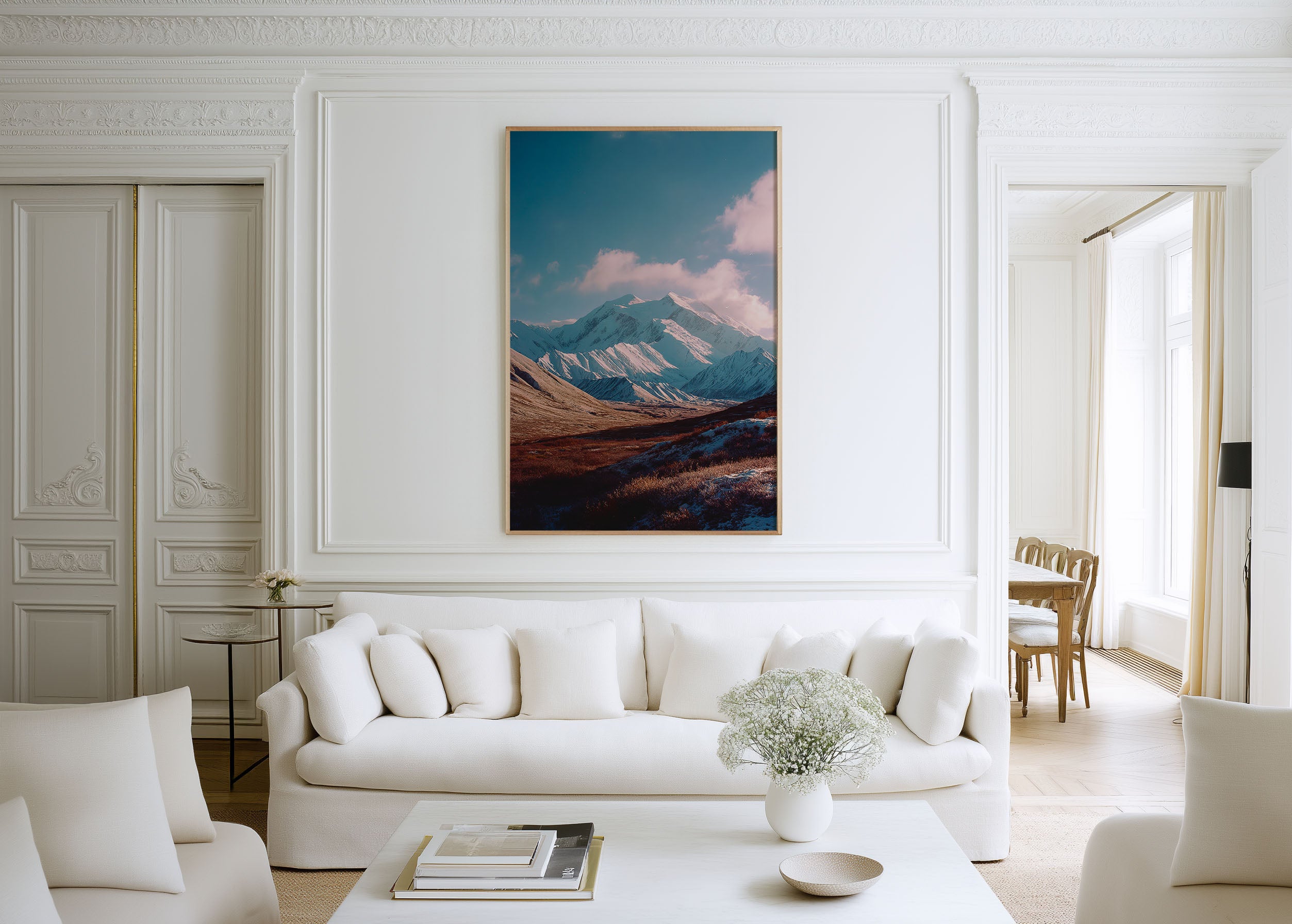 Snow Mountain Landscape Wall Art Print | Alpine Scenic Canvas Decor