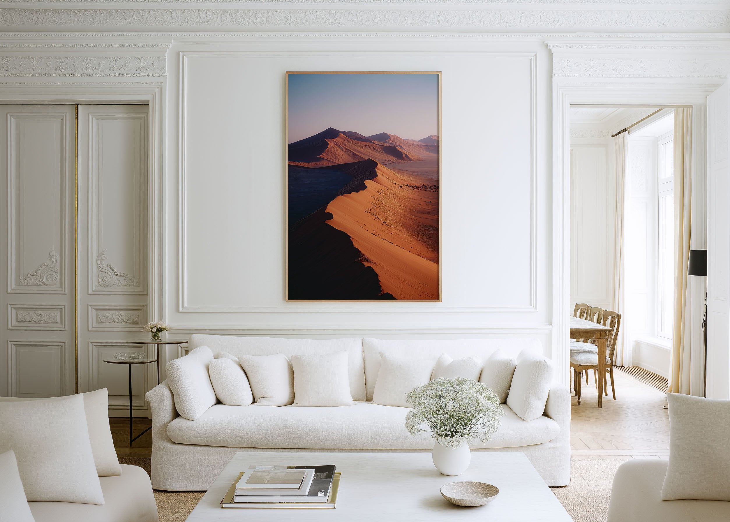 Sossusvlei Sand Dunes Wall Art Print | Namib Desert Namibia Aerial Sunrise Photography | Africa Travel Poster | Earthy Minimalist Home Decor