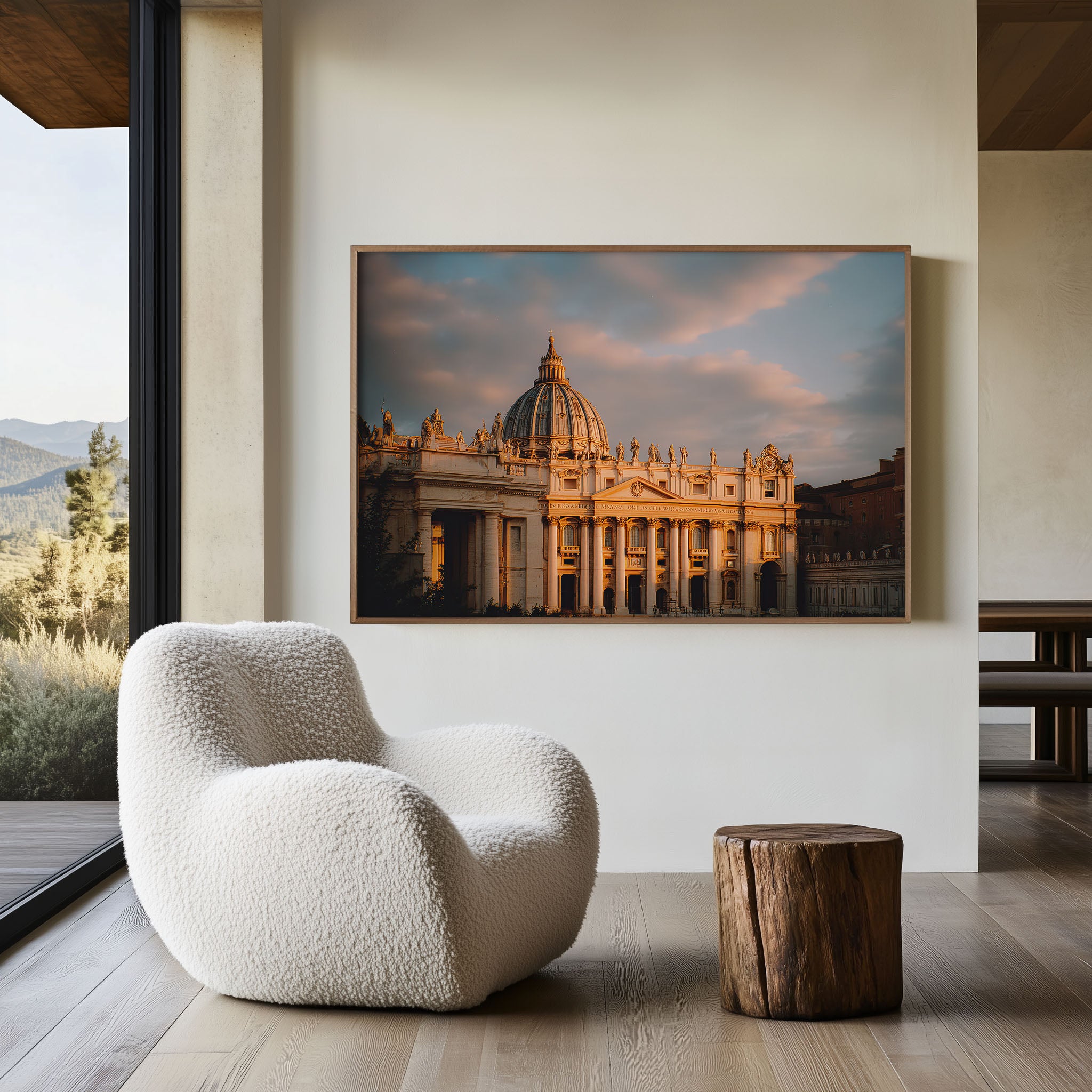 St Peter's Basilica Vatican City Rome Wall Art Print, Vatican Architecture Golden Hour