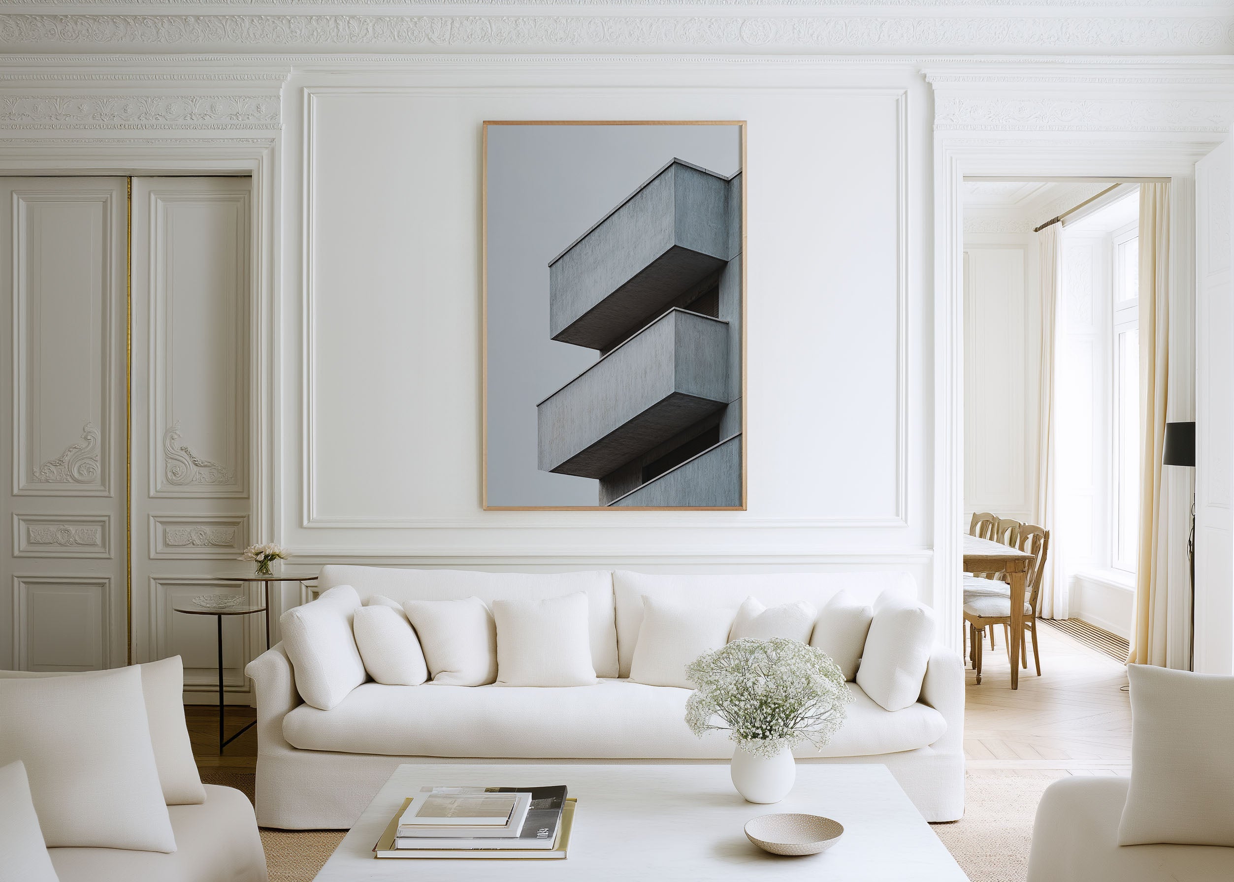 Concrete Balconies Zigzag Pattern Wall Art Print | Brutalist Architecture Abstract Photography | Minimalist Home Decor
