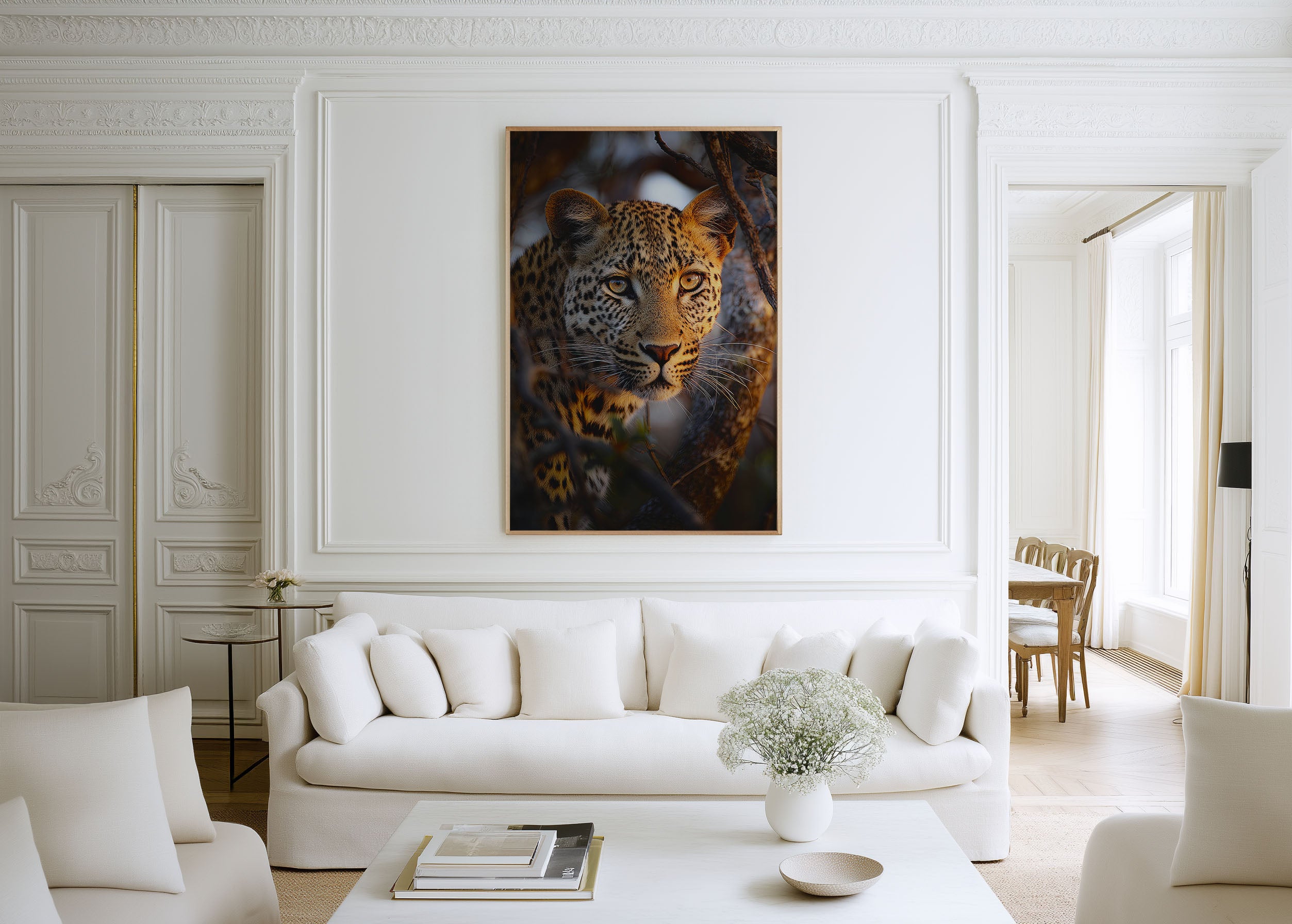 Leopard Close-Up Wall Art Print – Safari Wildlife Canvas & Framed Leopard Portrait Decor