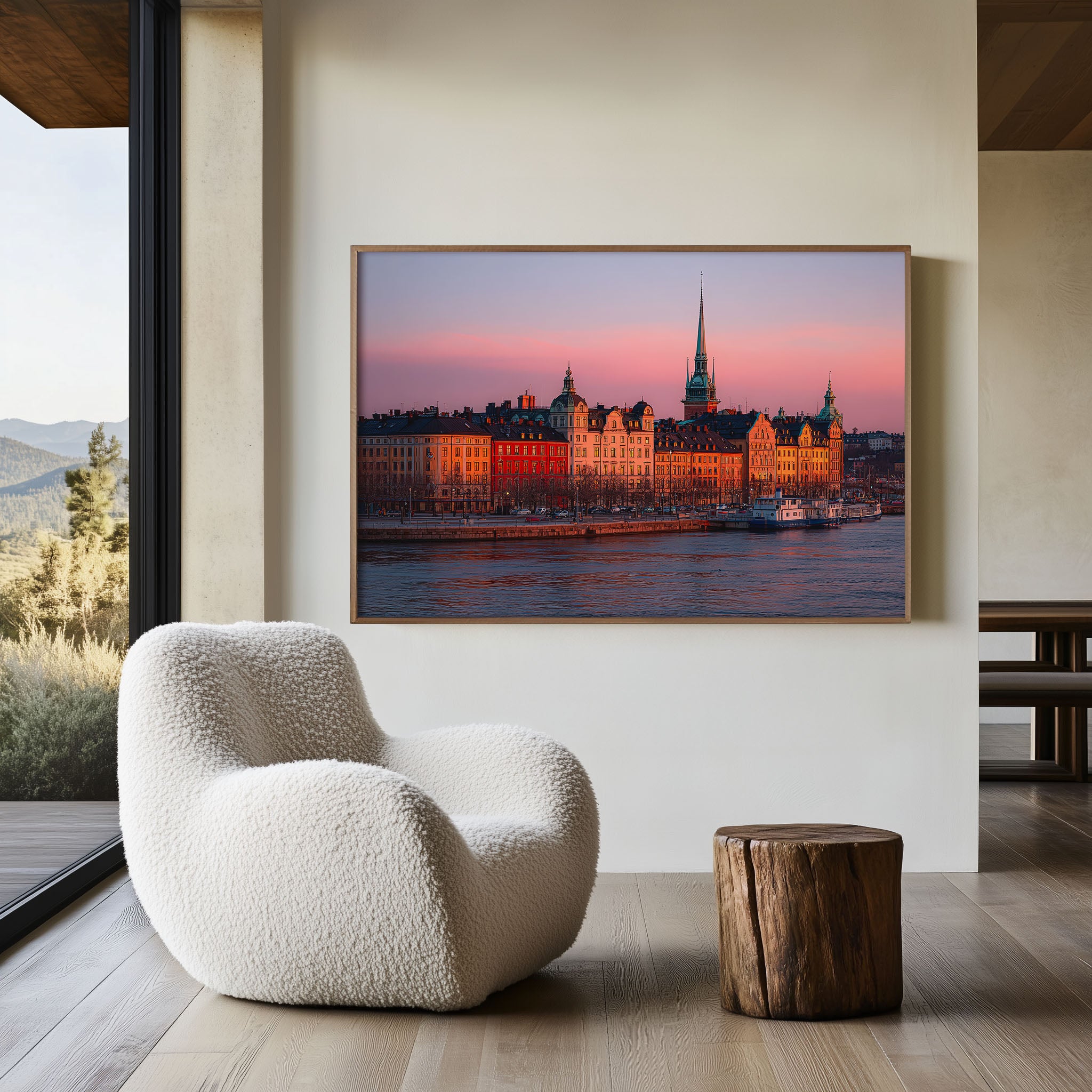 Stockholm Gamla Stan Pink Sunset Print | Sweden Waterfront Wall Art