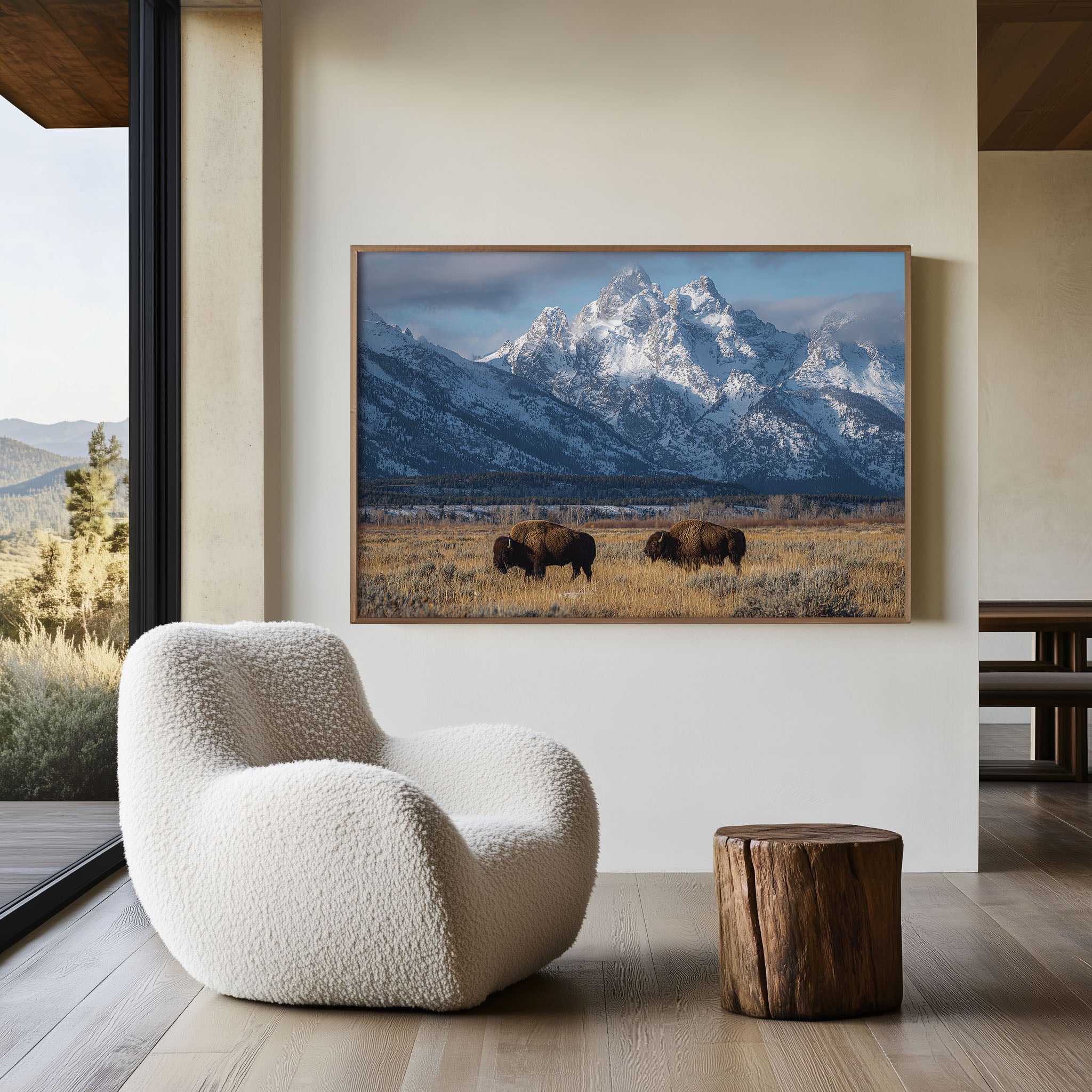 Grand Teton Bison Wall Art | Wyoming Wildlife Landscape Print