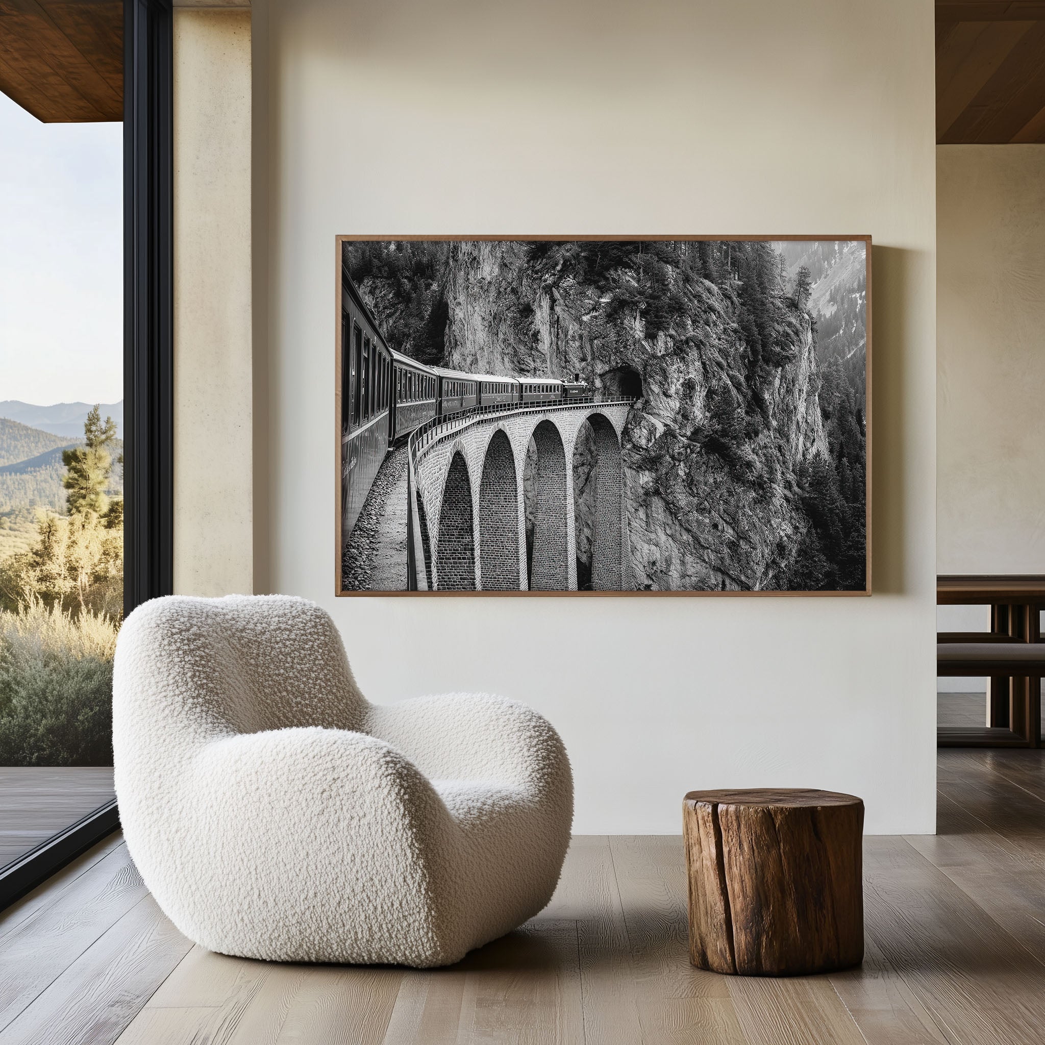 Swiss Mountain Railway Black & White Wall Art