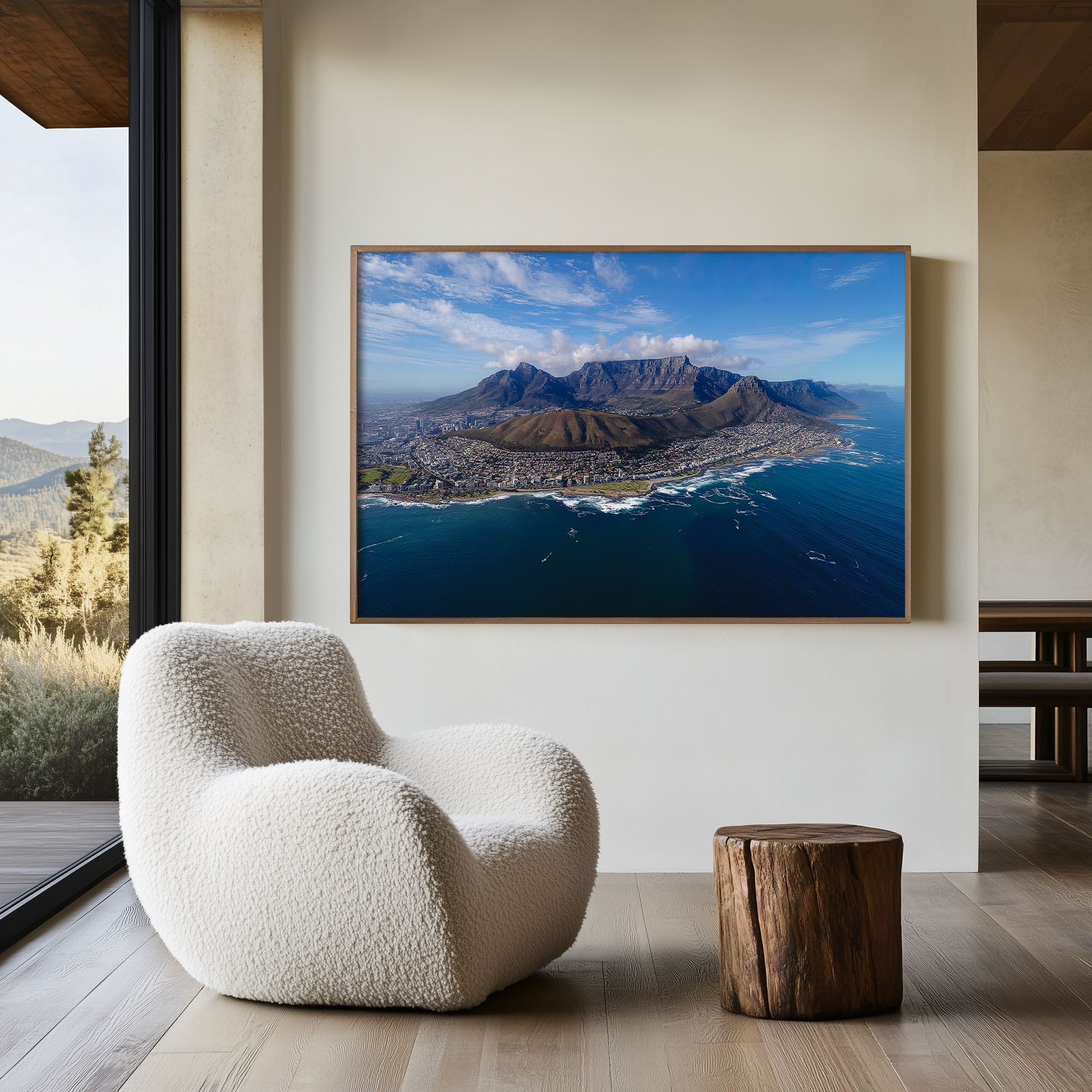 Table Mountain Cape Town Wall Art – South Africa Coastal Landscape Aerial Print