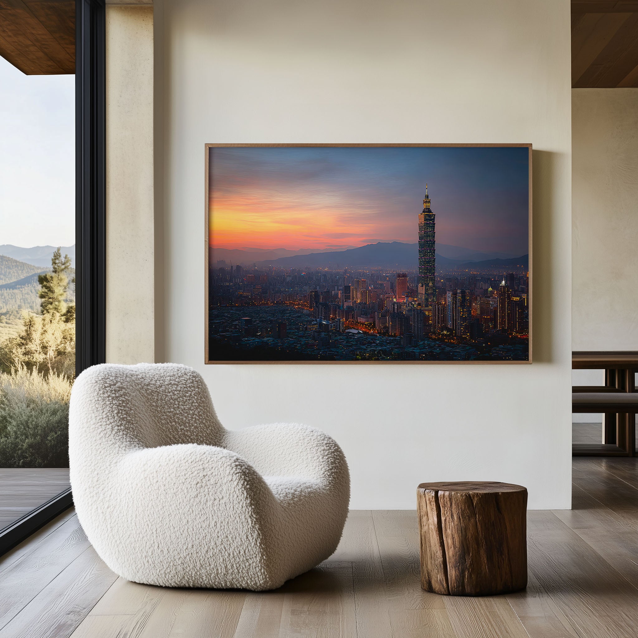 Taipei 101 Taiwan Dusk Print | City Skyline Sunset Wall Art
