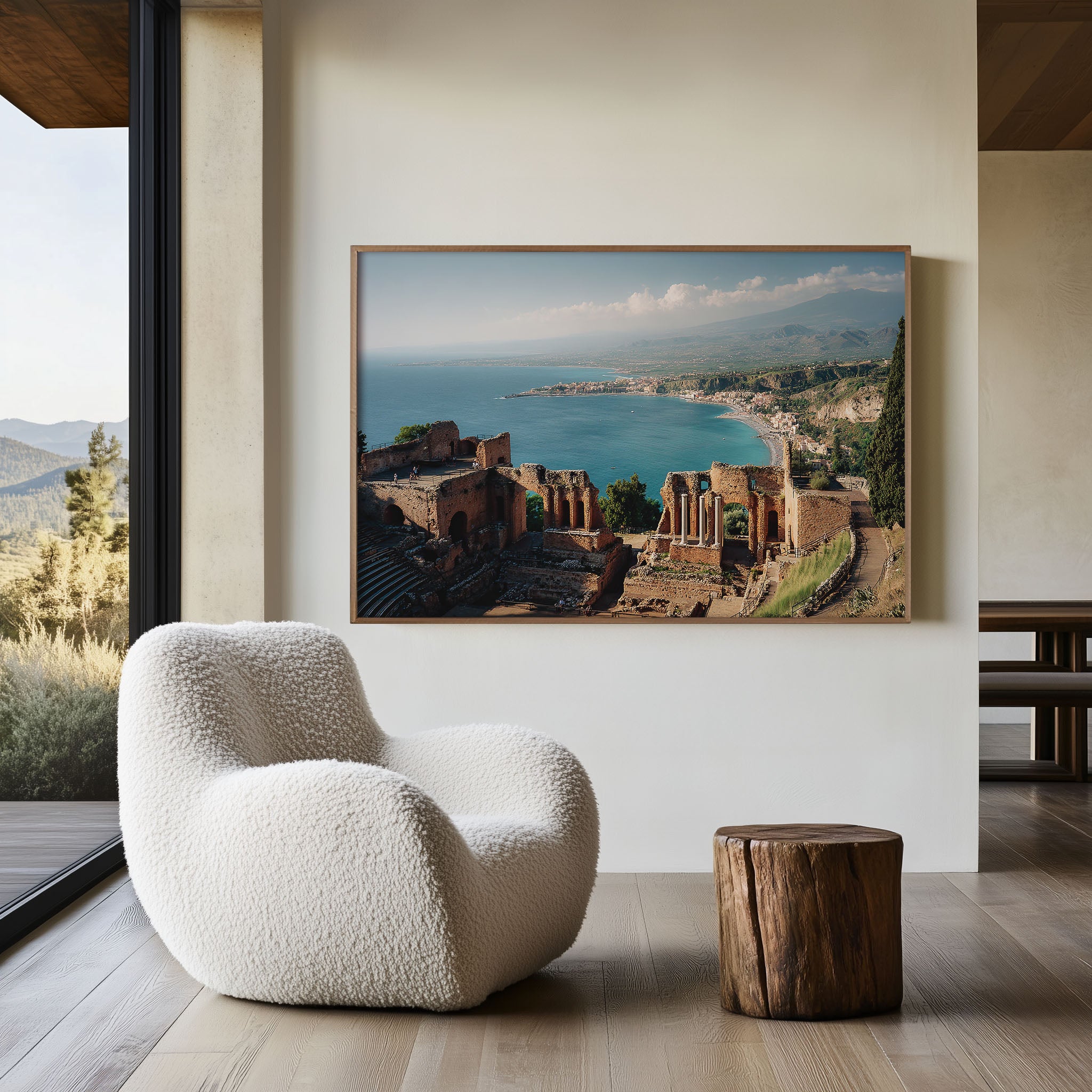 Taormina Greek Theatre Sicily Italy Wall Art Print, Mount Etna Mediterranean Coastal View