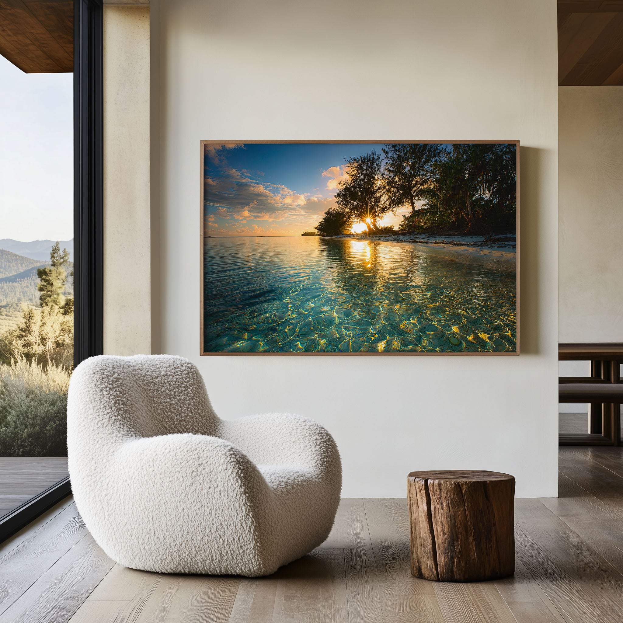 Tokelau Atoll Sunset Lagoon Print | Crystal Clear Water Tropical Wall Art