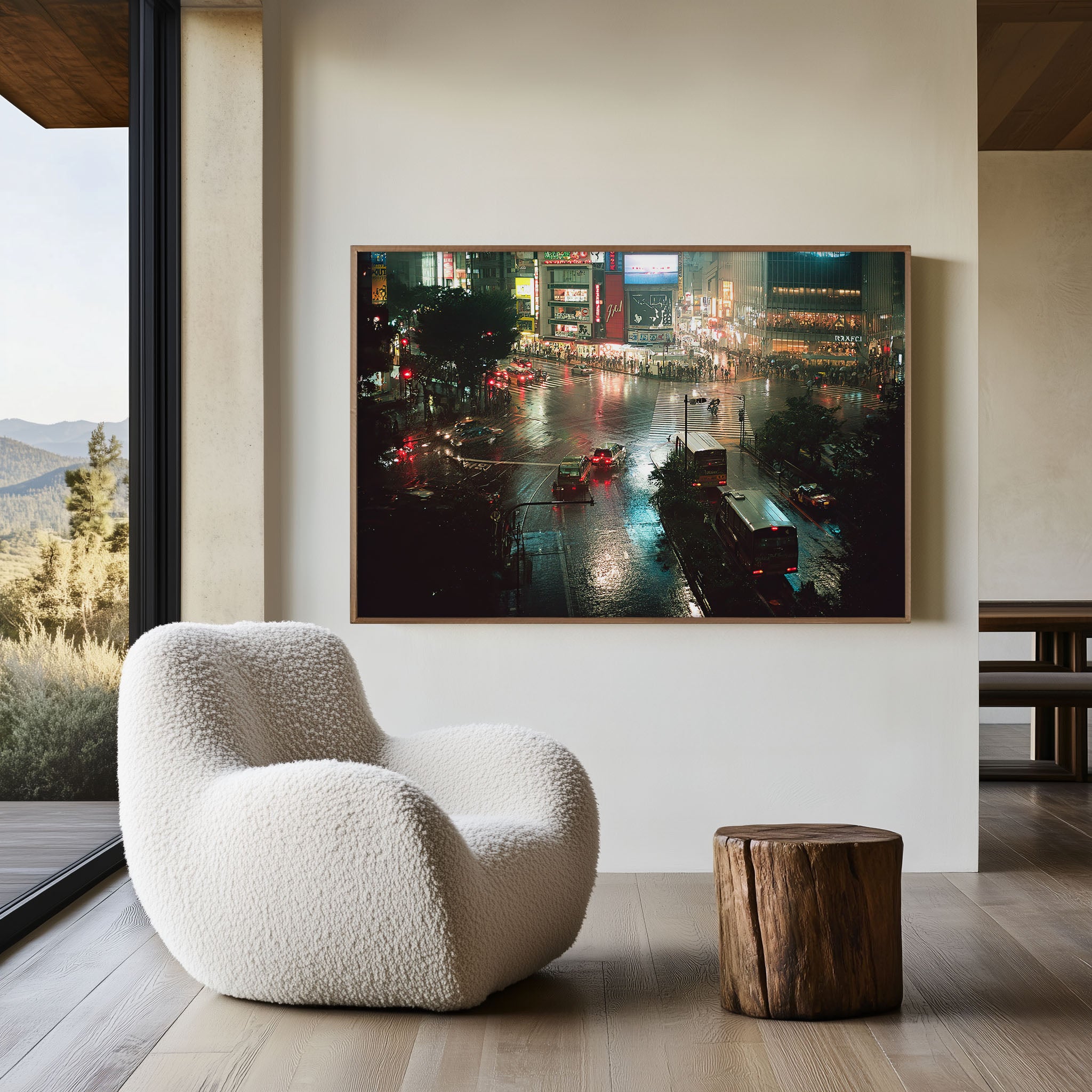 Tokyo Neon Street Night Wall Art Print, Japan Rainy Cityscape