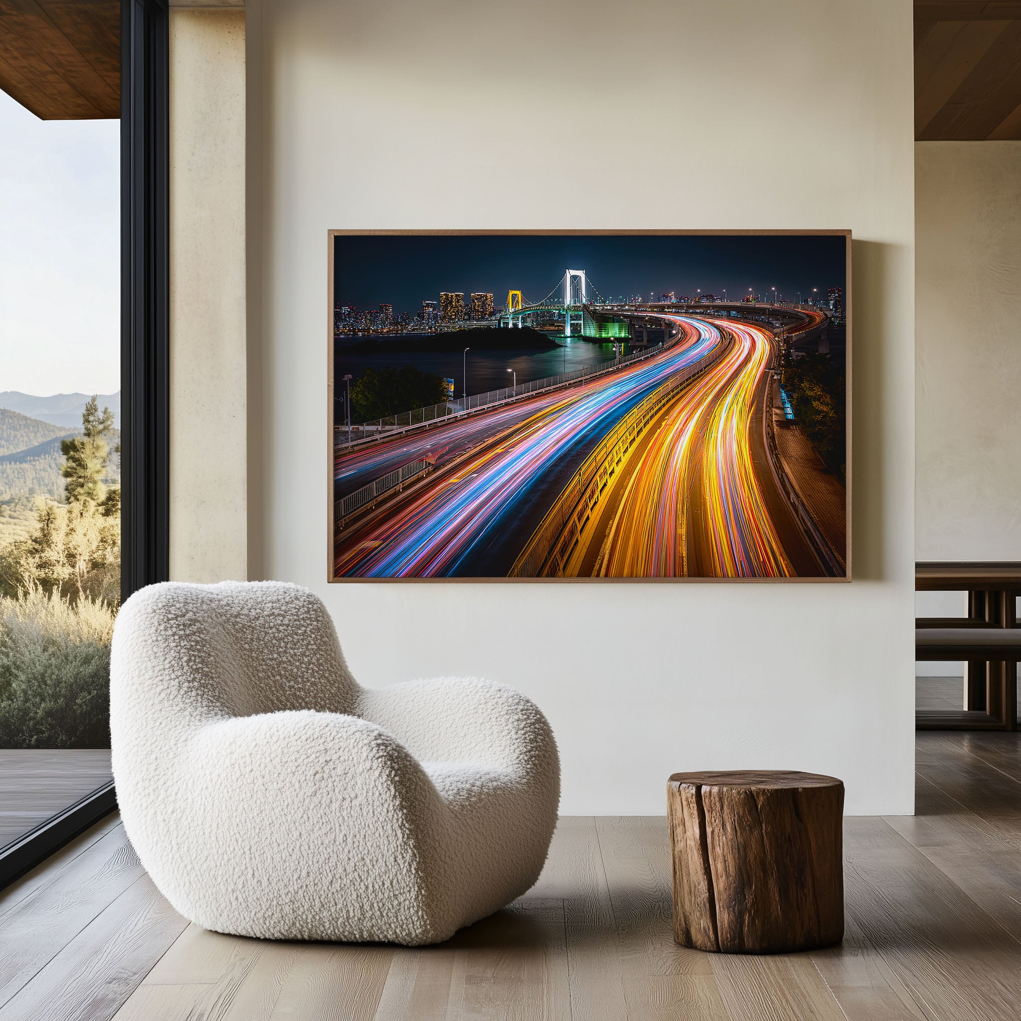 Tokyo Rainbow Bridge Wall Art Print, Japan Night City Lights