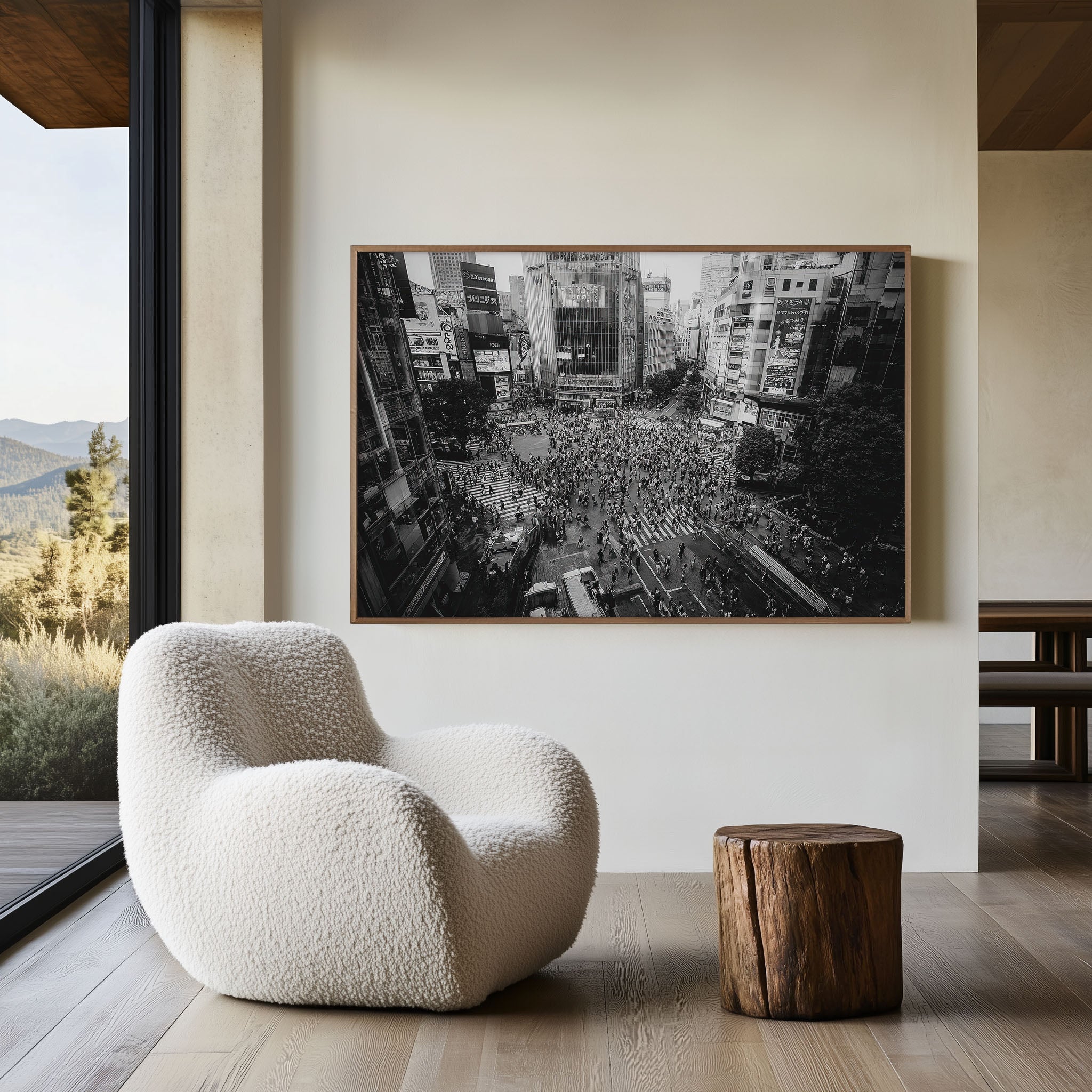 Tokyo Shibuya Crossing Wall Art Print – Black and White Japan Photography