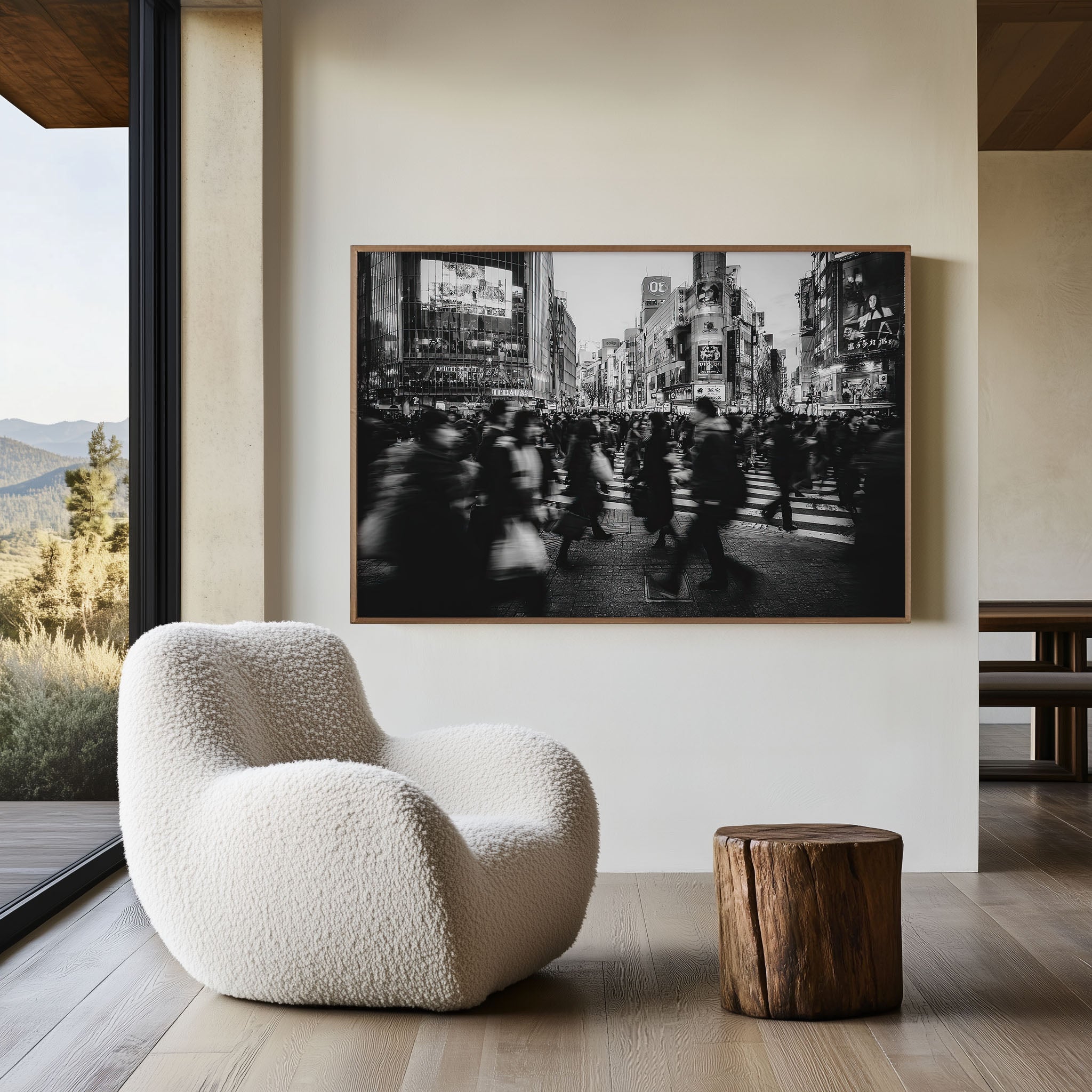 Tokyo Shibuya Crossing Wall Art – Black and White City Photography Print