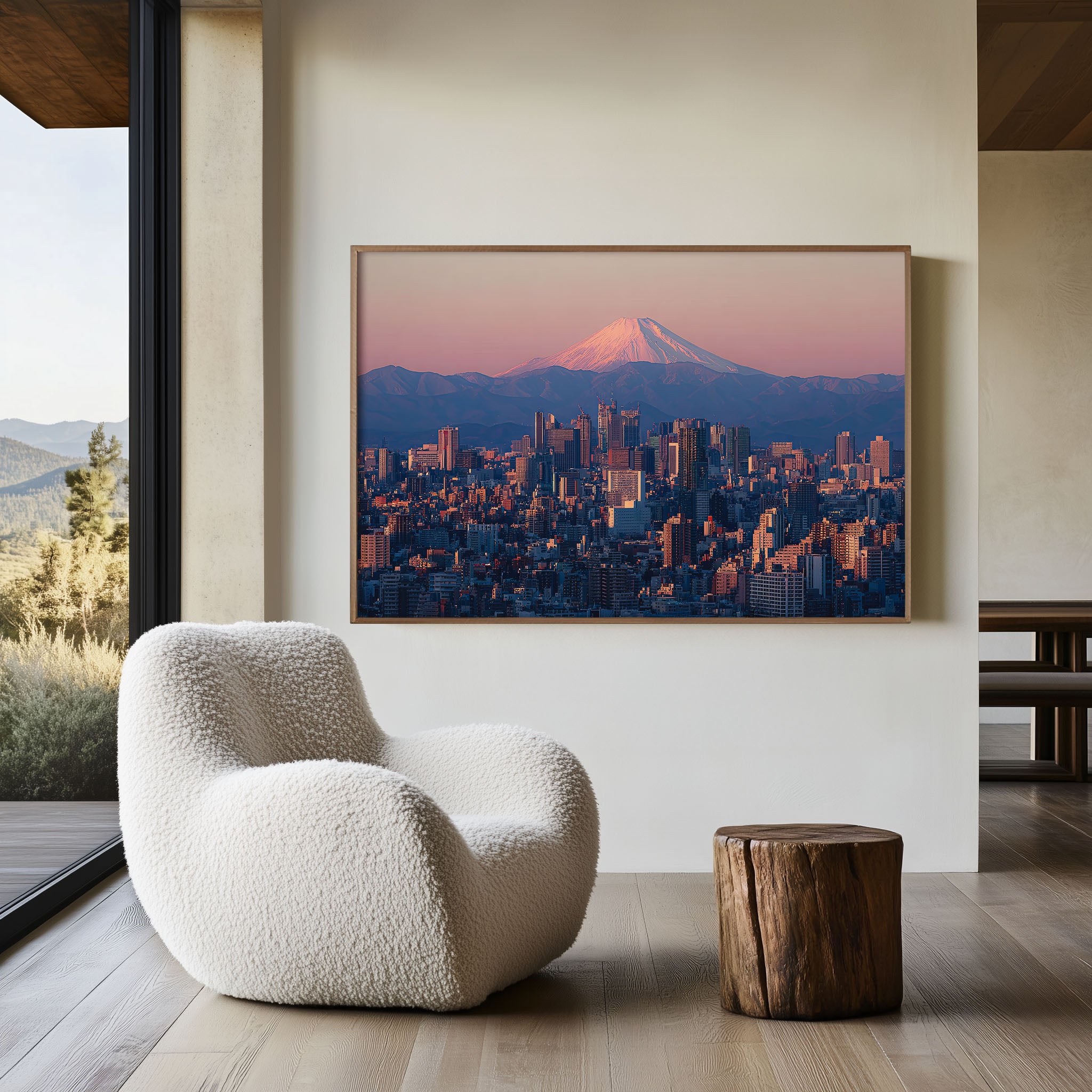 Tokyo Skyline Mount Fuji Sunset Print | Pink Sky Japan Wall Art