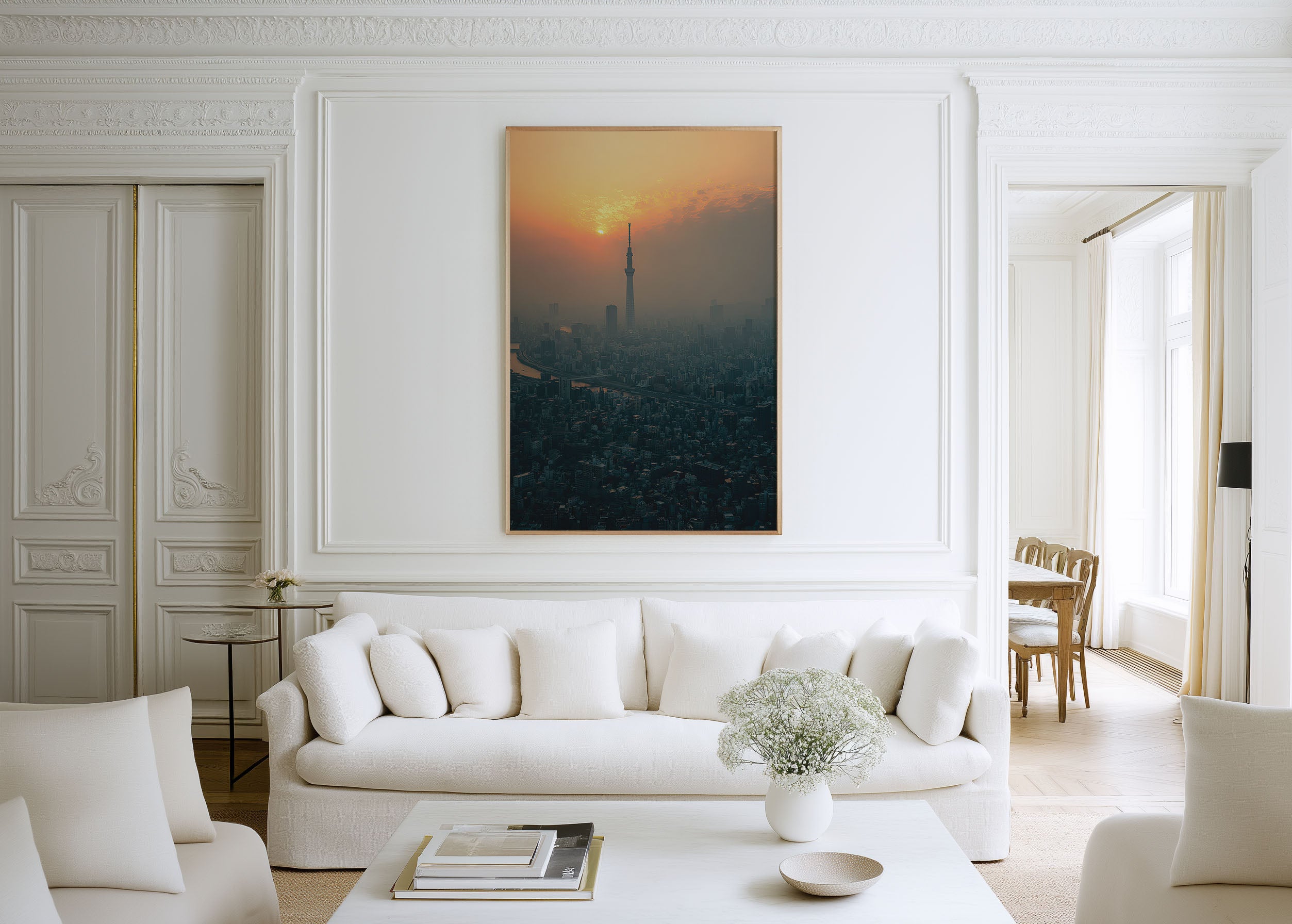 Tokyo Skytree Sunset City Skyline Wall Art Print | Japan Aerial Photography Poster | Urban Cityscape Decor