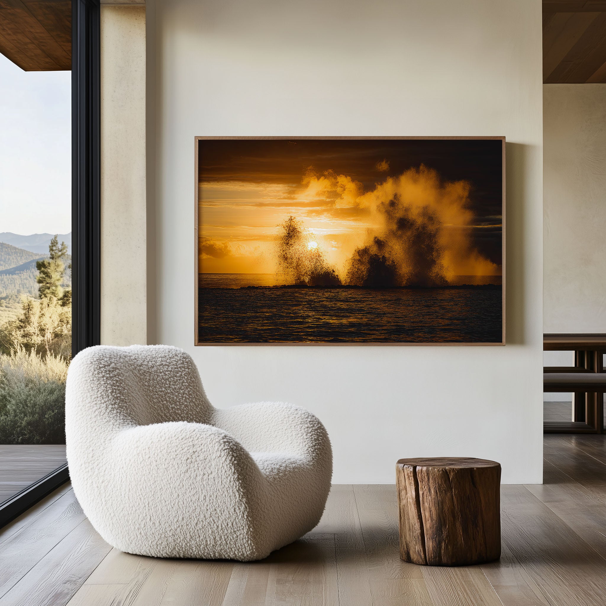 Tonga Blowholes Golden Hour Print | Wave Spray Sunset Wall Art