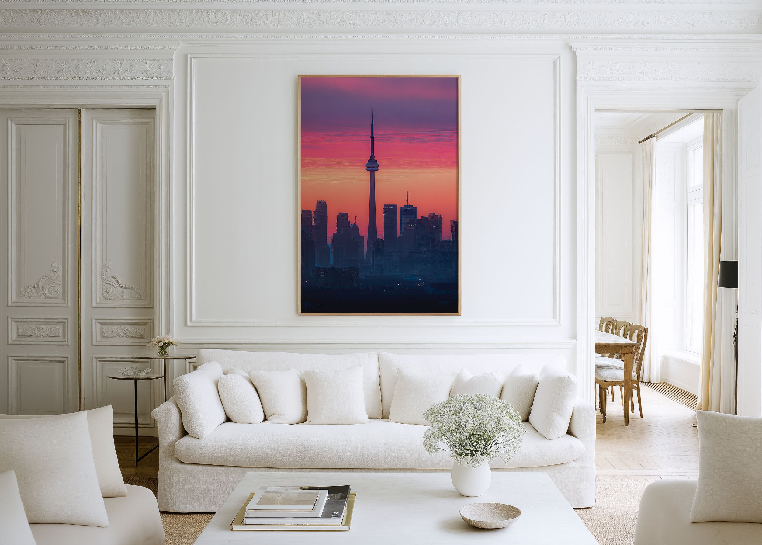 Toronto CN Tower Sunset Wall Art | Toronto Skyline Canada Pink Sunrise Print | Travel Photography Poster