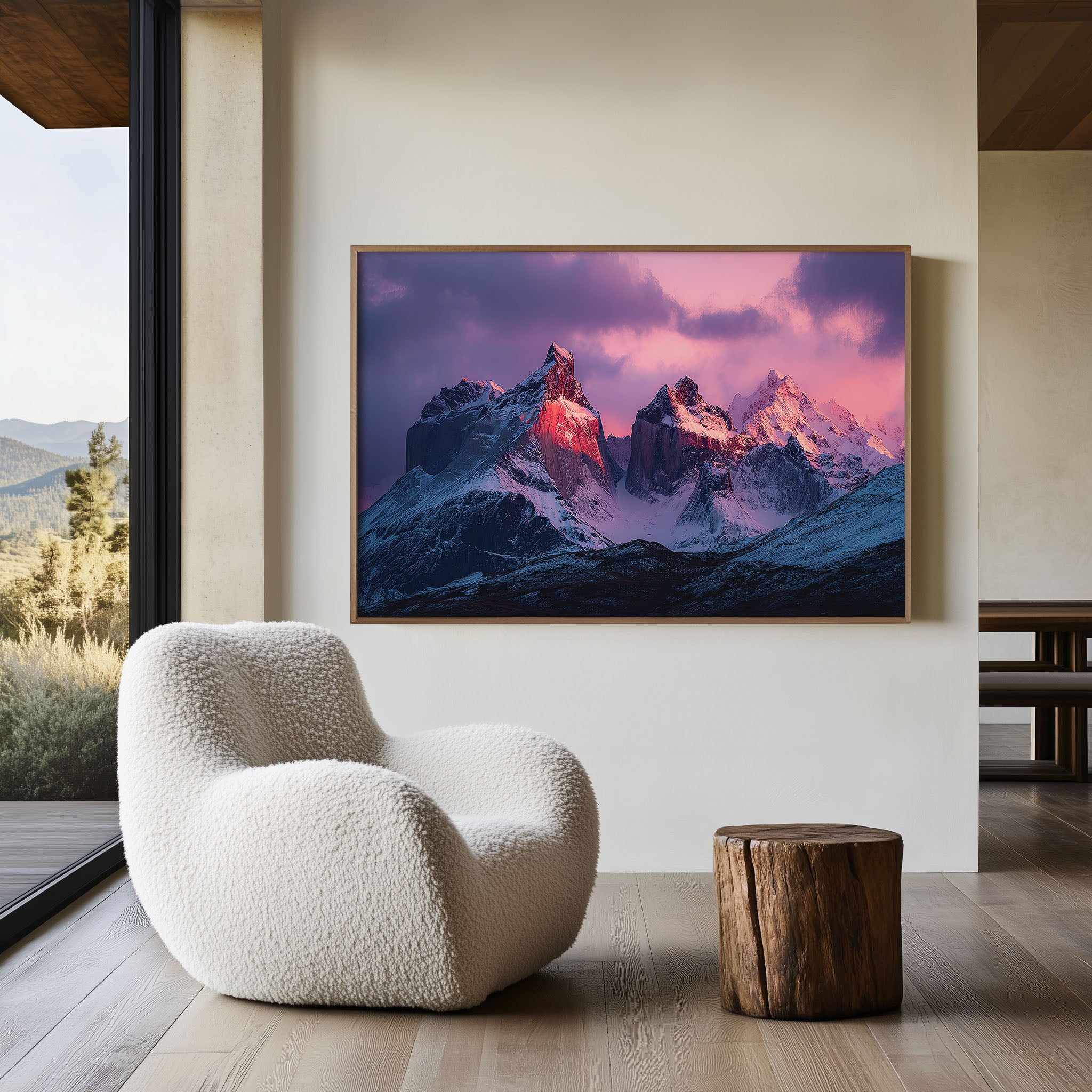 Torres del Paine Cuernos Sunrise Print | Patagonia Pink Purple Sky Wall Art