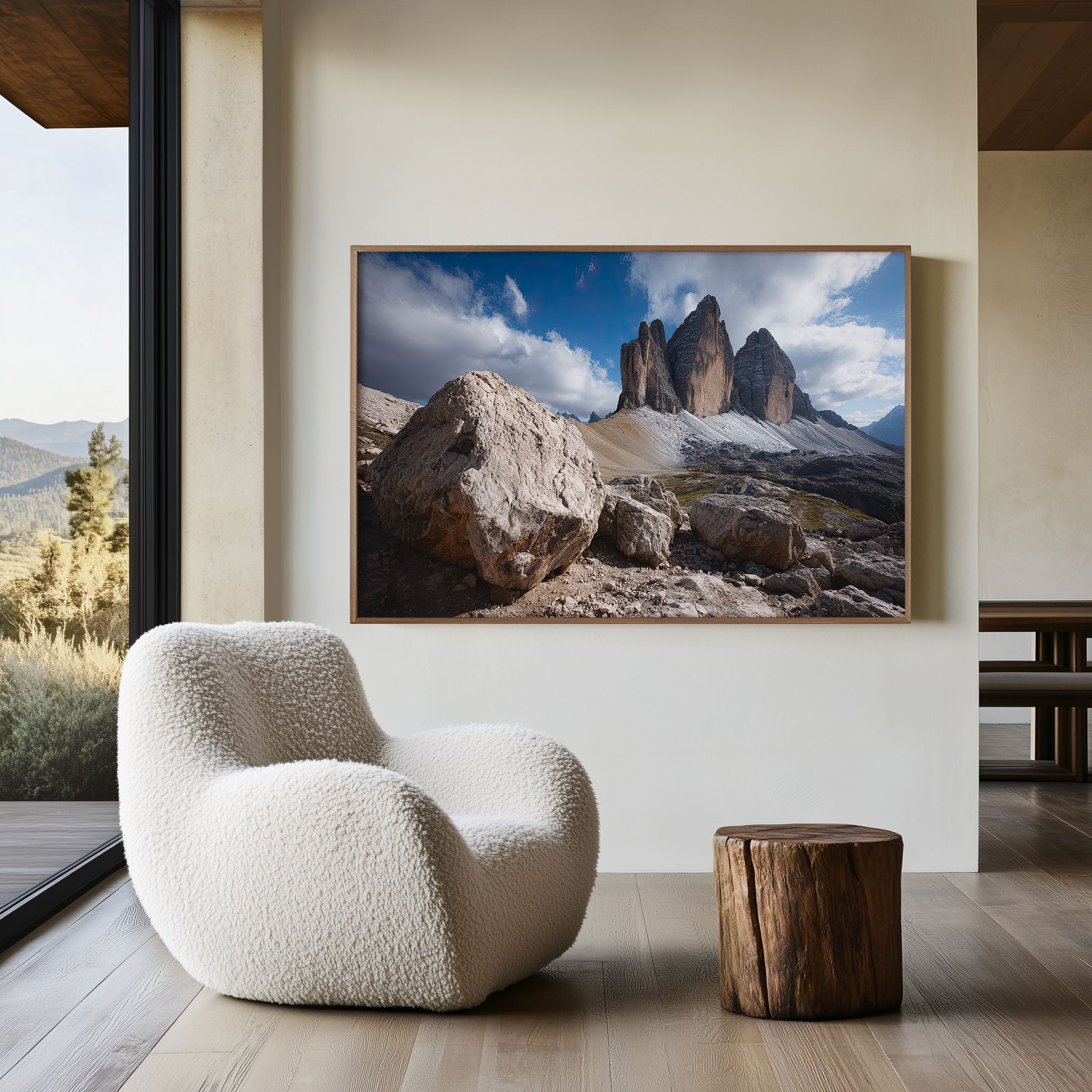 Tre Cime Dolomites Italy Mountain Wall Art Print – Alpine Landscape Canvas