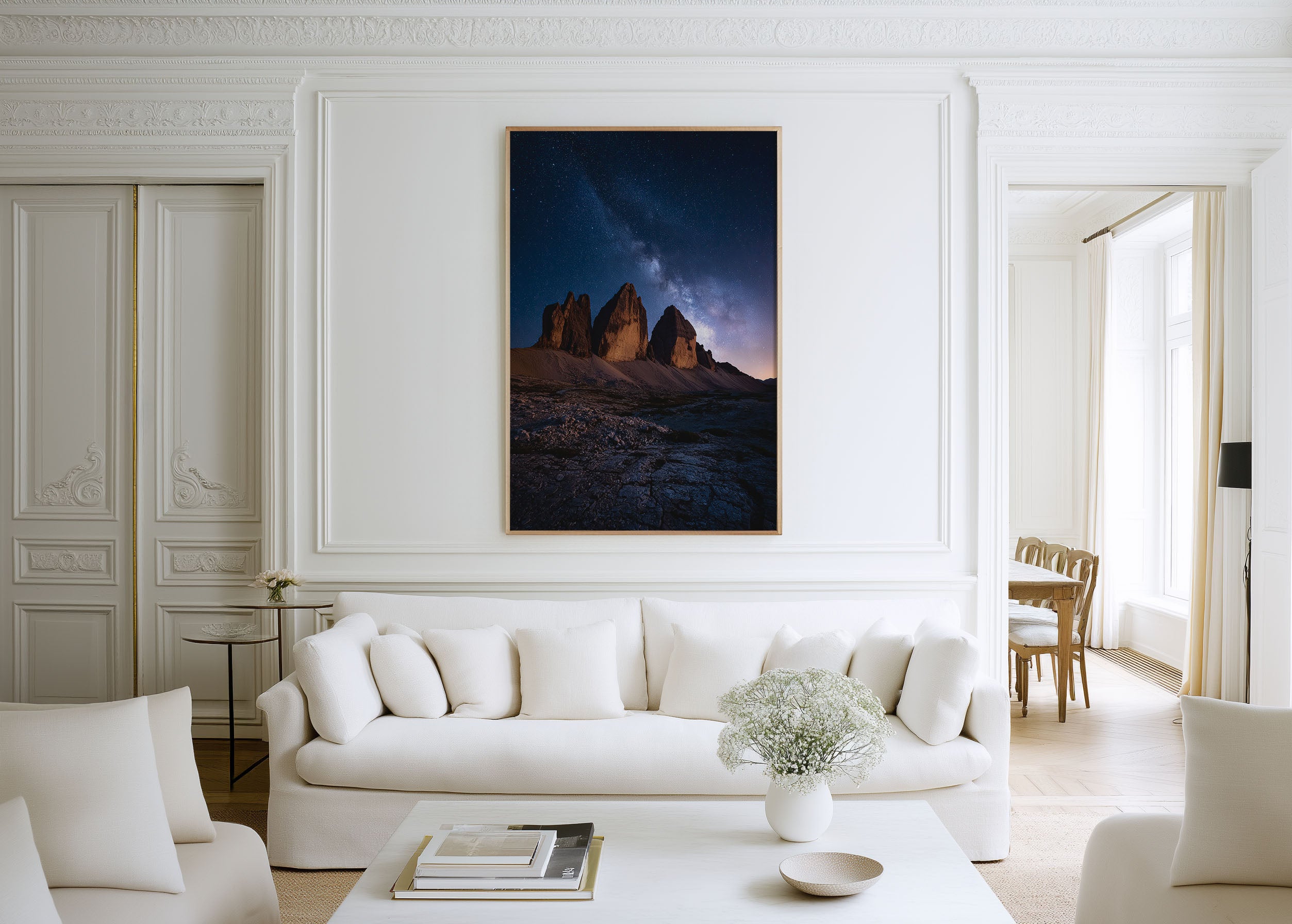 Tre Cime di Lavaredo Milky Way Night Print | Dolomites Starry Sky Wall Art | Three Peaks Night Sky Galaxy Landscape Photography Poster