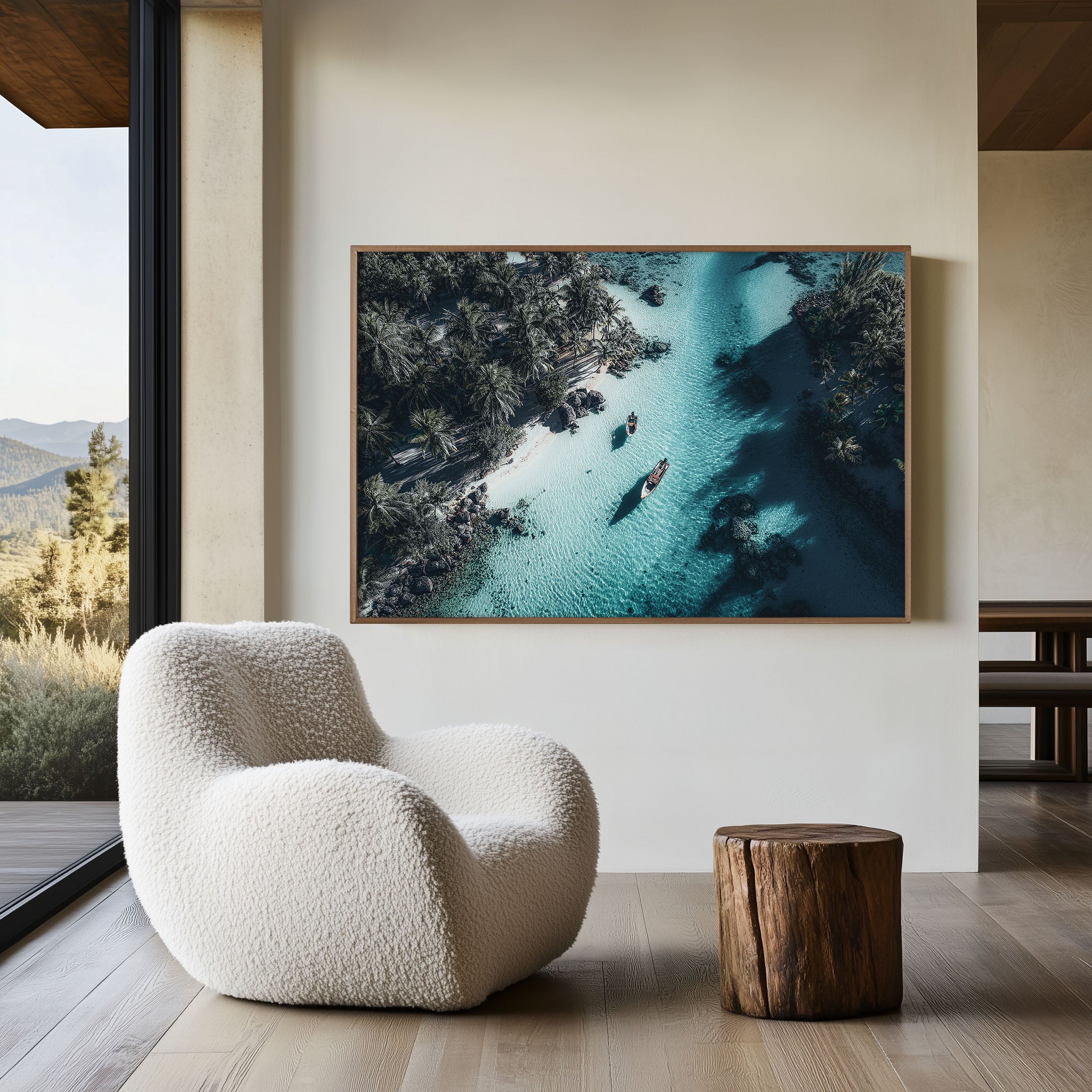 French Polynesia Tropical Lagoon Wall Art Print – Aerial Island Paradise Ocean