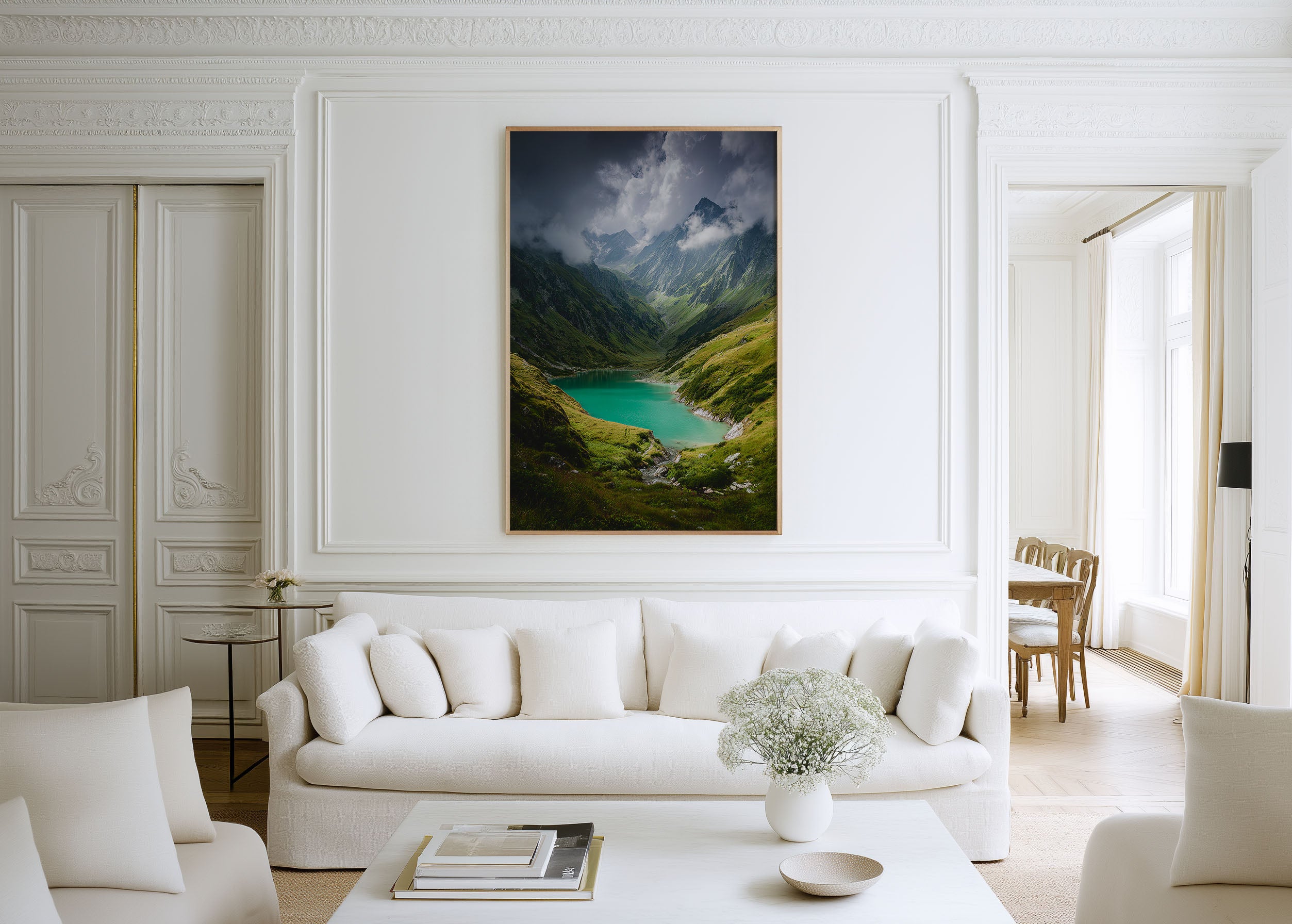 Turquoise Alpine Lake Stormy Valley Wall Art Print | Austrian Alps Glacier Lake Photography | Green Mountain Drama Poster