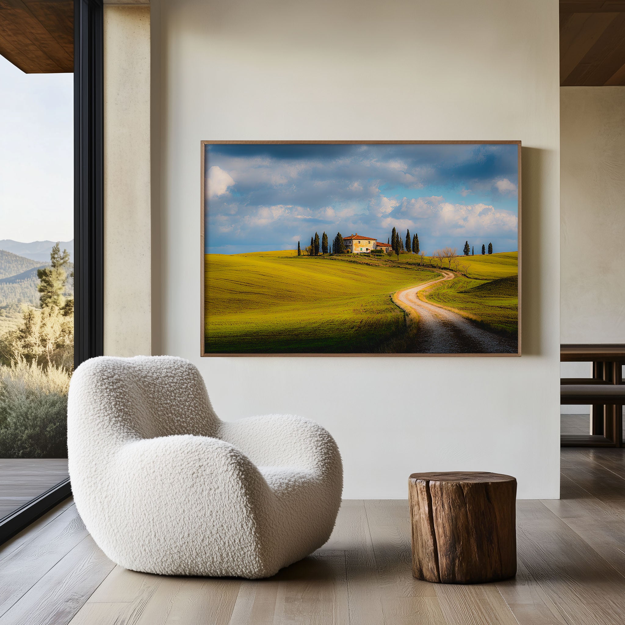 Tuscan Countryside Print – Cypress Trees Wall Art