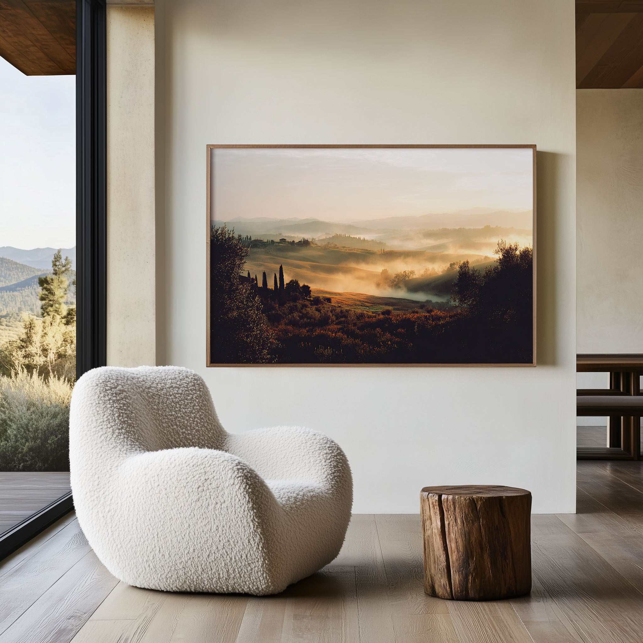 Tuscany Rolling Hills Wall Art Print, Val d'Orcia Morning Mist Italy Landscape
