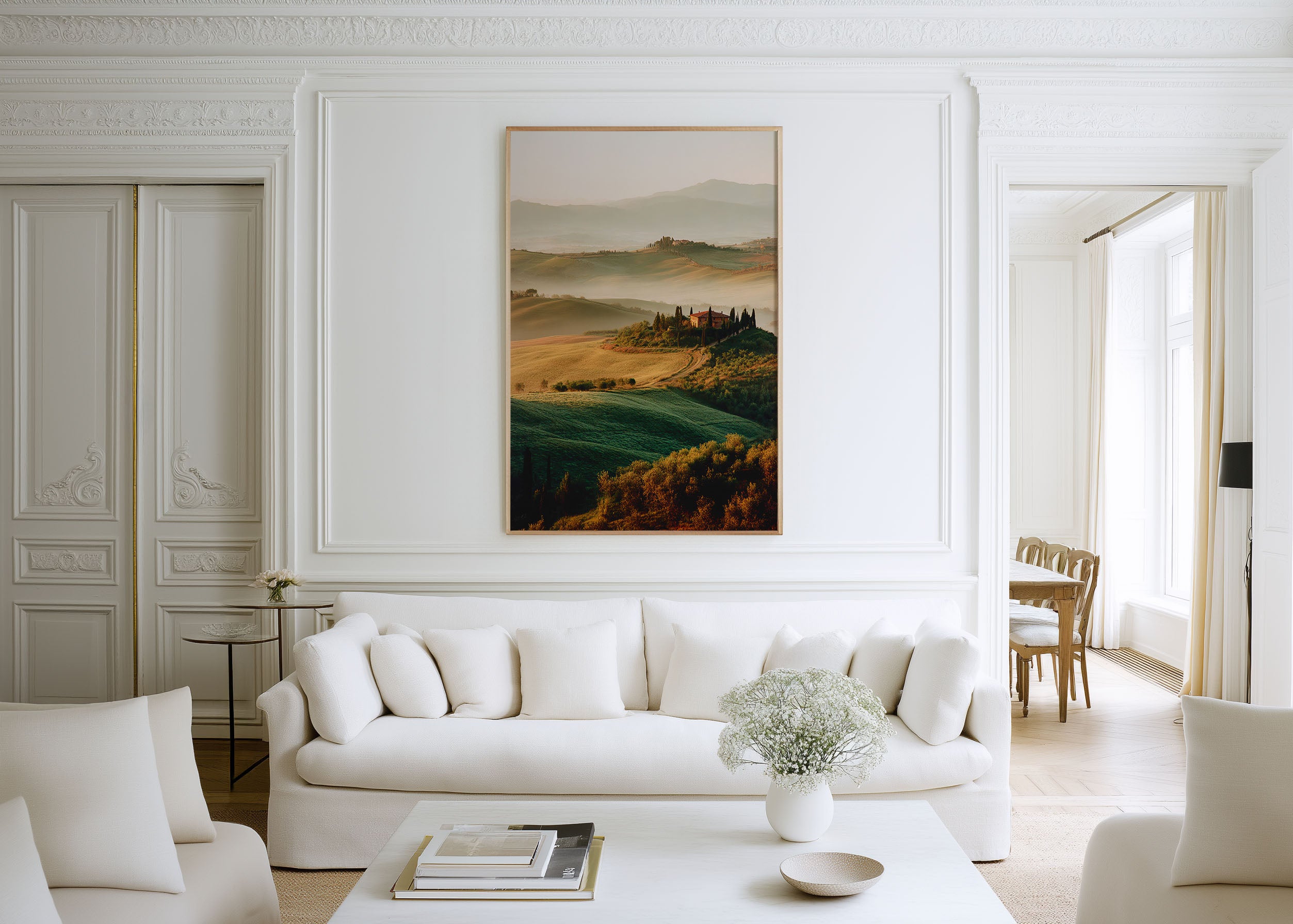 Tuscany Rolling Hills Wall Art | Italian Countryside Sunrise Print