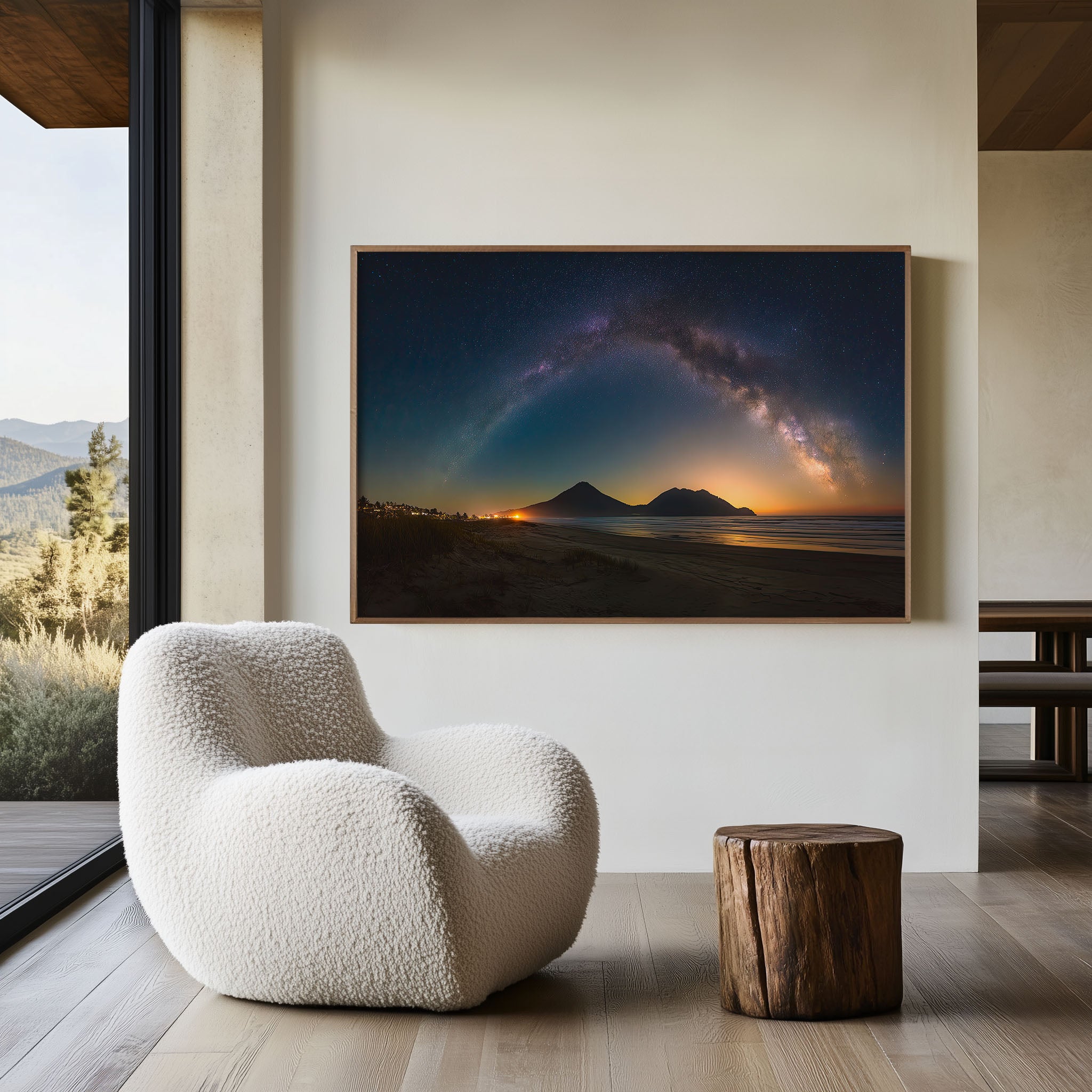 Milky Way Over Twin Volcano Beach Wall Art – Night Sky Landscape