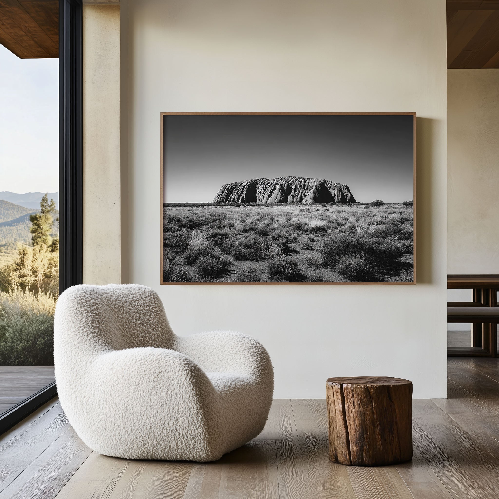 Uluru Australia Black & White Wall Art Print