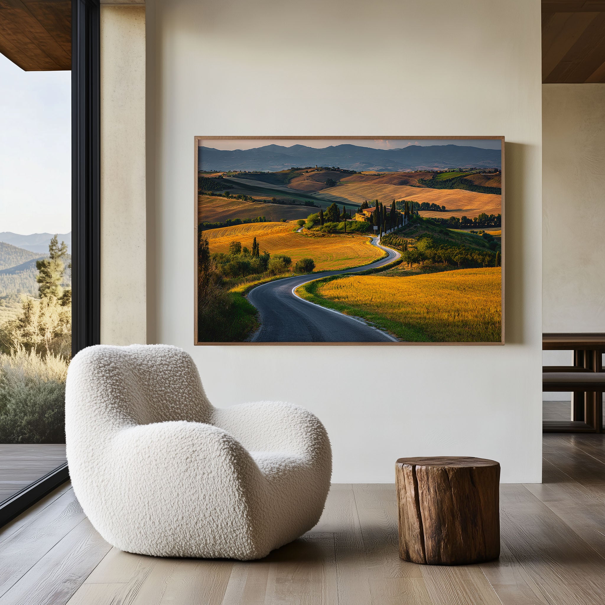 Val d’Orcia Tuscany Winding Road Wall Art – Italian Countryside Landscape Print