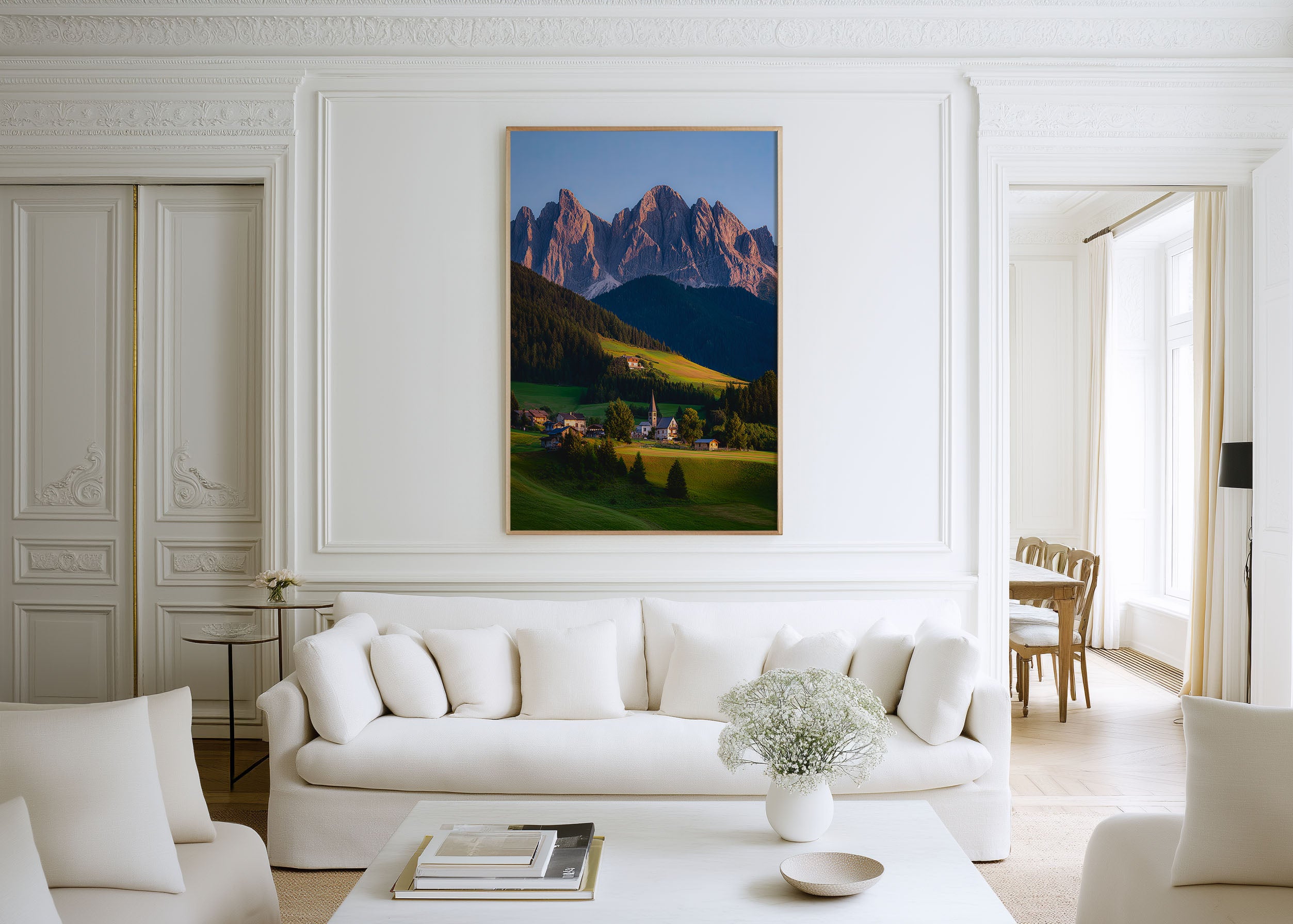 Val di Funes Dolomites Sunset Print | Italian Alps Village Wall Art | Santa Maddalena Photography