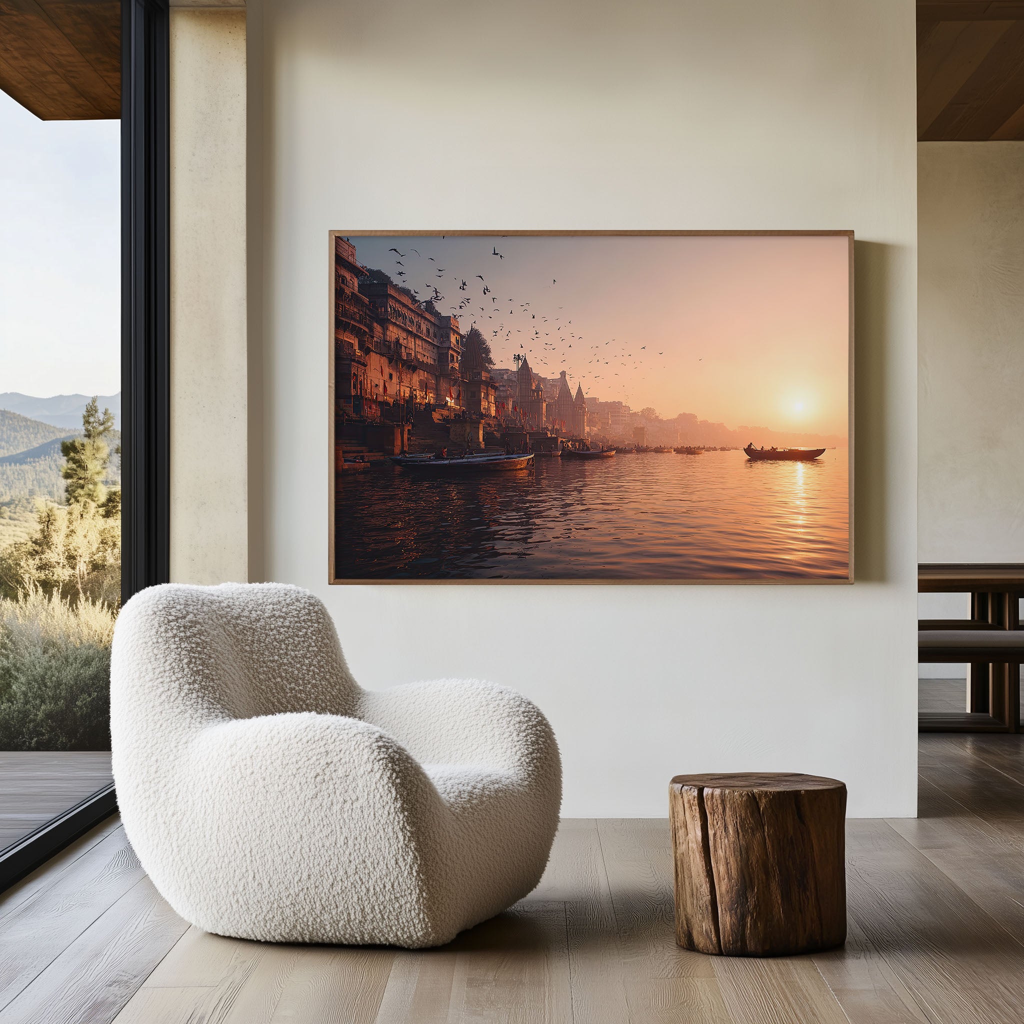 Varanasi Sunrise Print – Ganges River India Wall Art